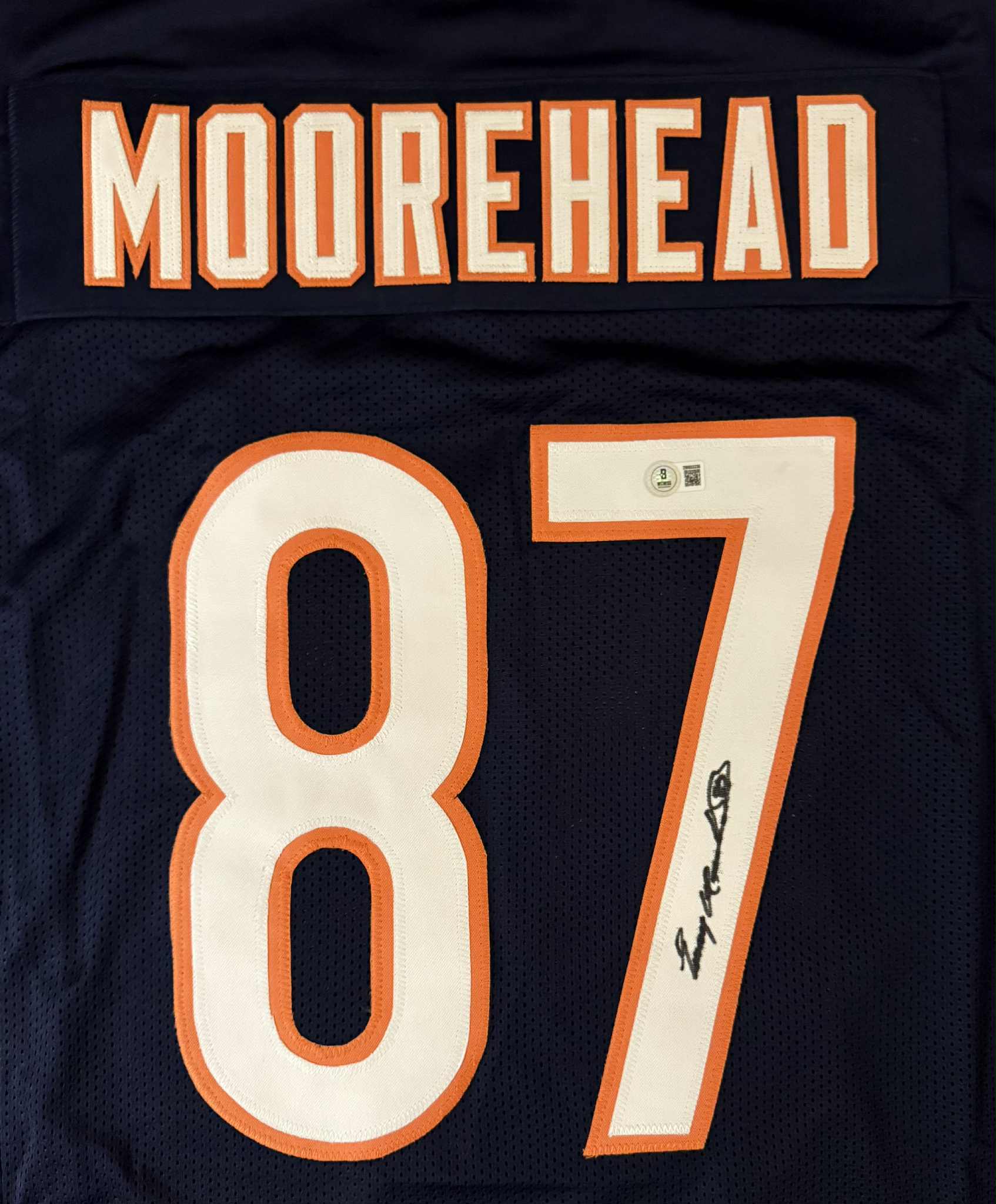 Emery Moorehead Signed Custom Navy Pro Style  Jersey Beckett Witnessed Bears