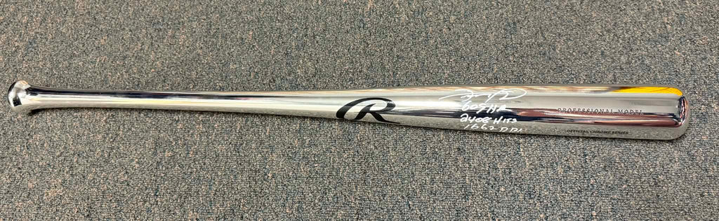 Sammy Sosa Chrome Silver Bat Signed/Autographed Stat Inscriptions JSA WITNESS