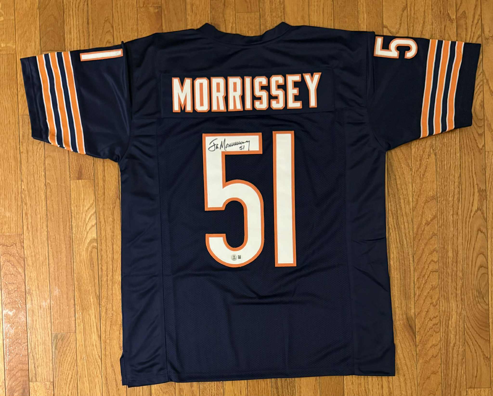 Jim Morrissey Signed Chicago Custom Blue Football Jersey Beckett