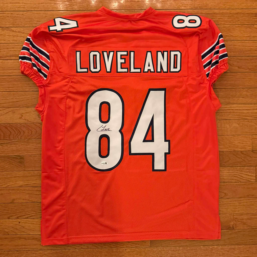 Colston Loveland Autographed Orange Pro Cut Style Custom Football Jersey JSA