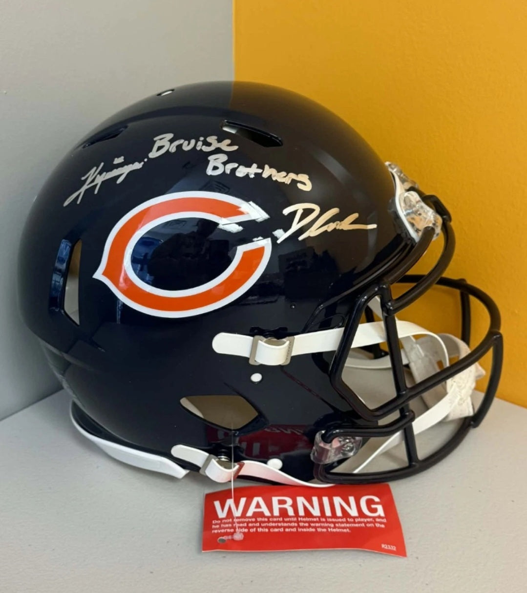 KYLE MONANGAI & D'ANDRE SWIFT DUAL SIGNED BEARS AUTHENTIC FS HELMET JSA INSCRIBE