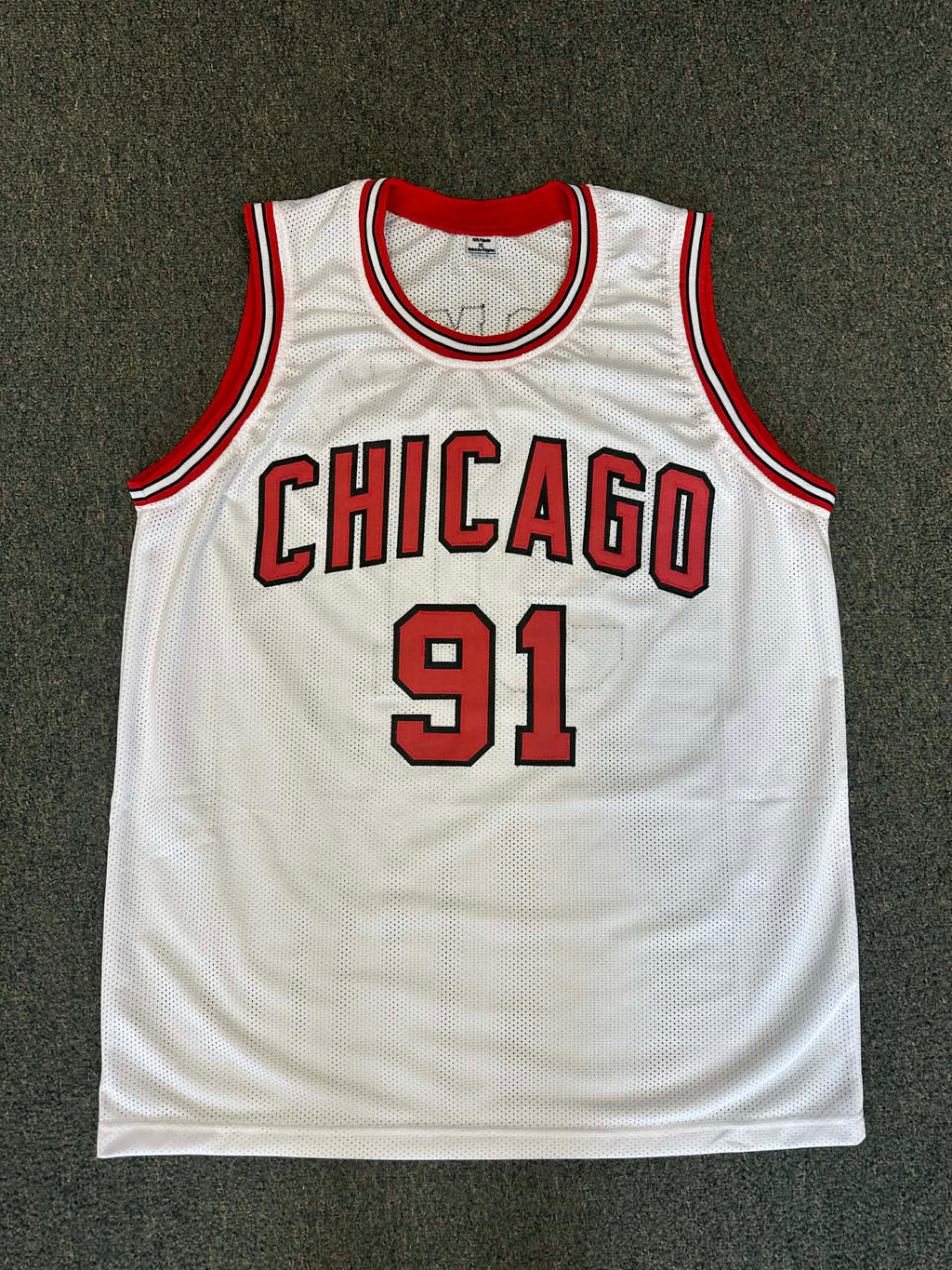 Chicago Bulls Dennis Rodman Autographed Signed White Jersey JSA