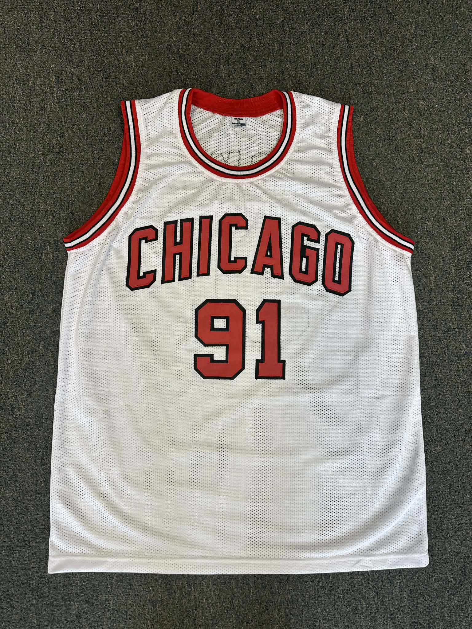 Chicago Bulls Dennis Rodman Autographed Signed White Jersey JSA