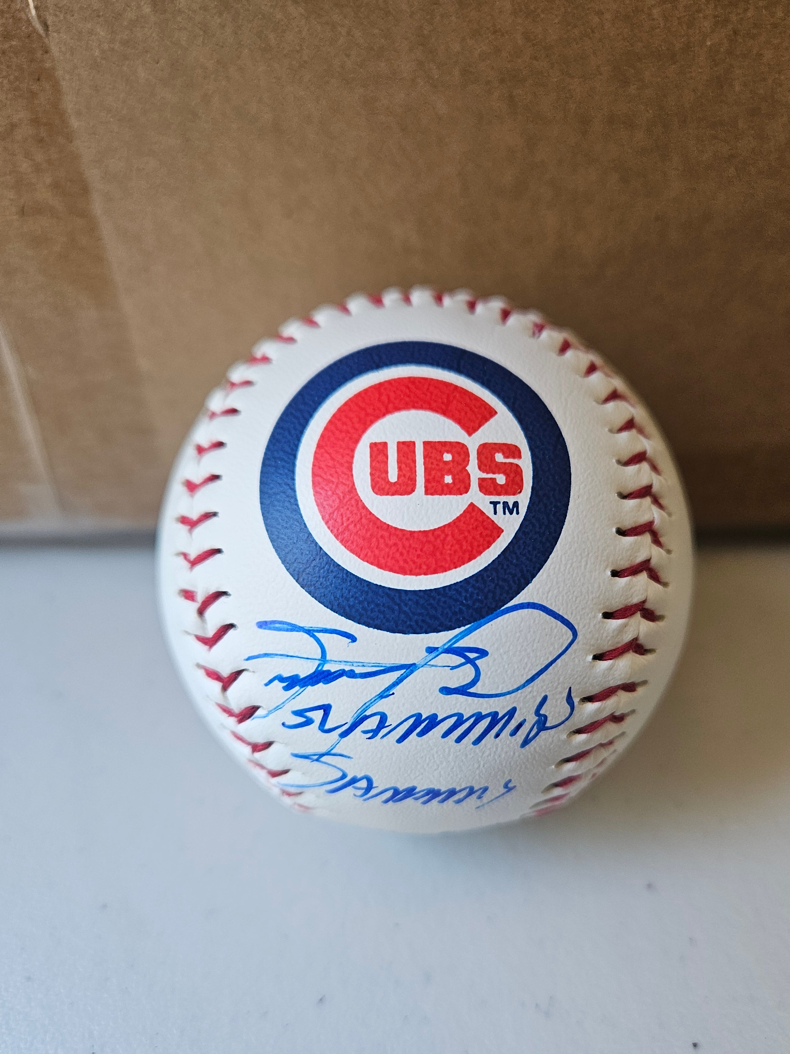 Sammy Sosa Cubs Logo Baseball Signed/Autographed "Slammin Sammy" BAS COA