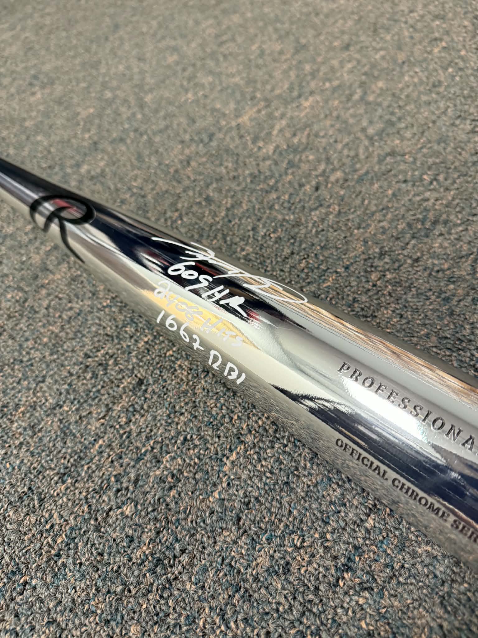 Sammy Sosa Chrome Silver Bat Signed/Autographed Stat Inscriptions JSA WITNESS