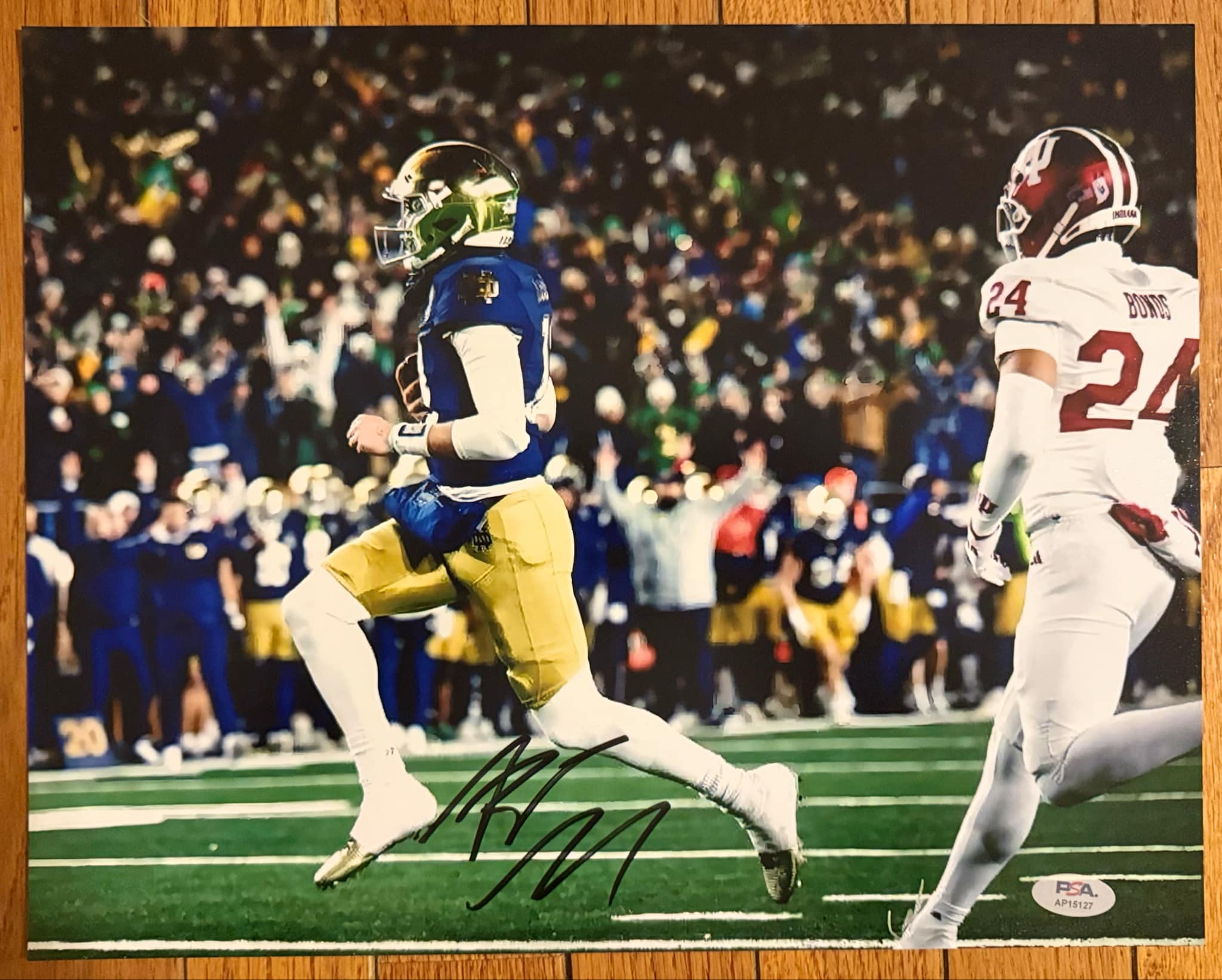 Auto/Autographed Riley Leonard 11x14 TD Record Image PSA COA