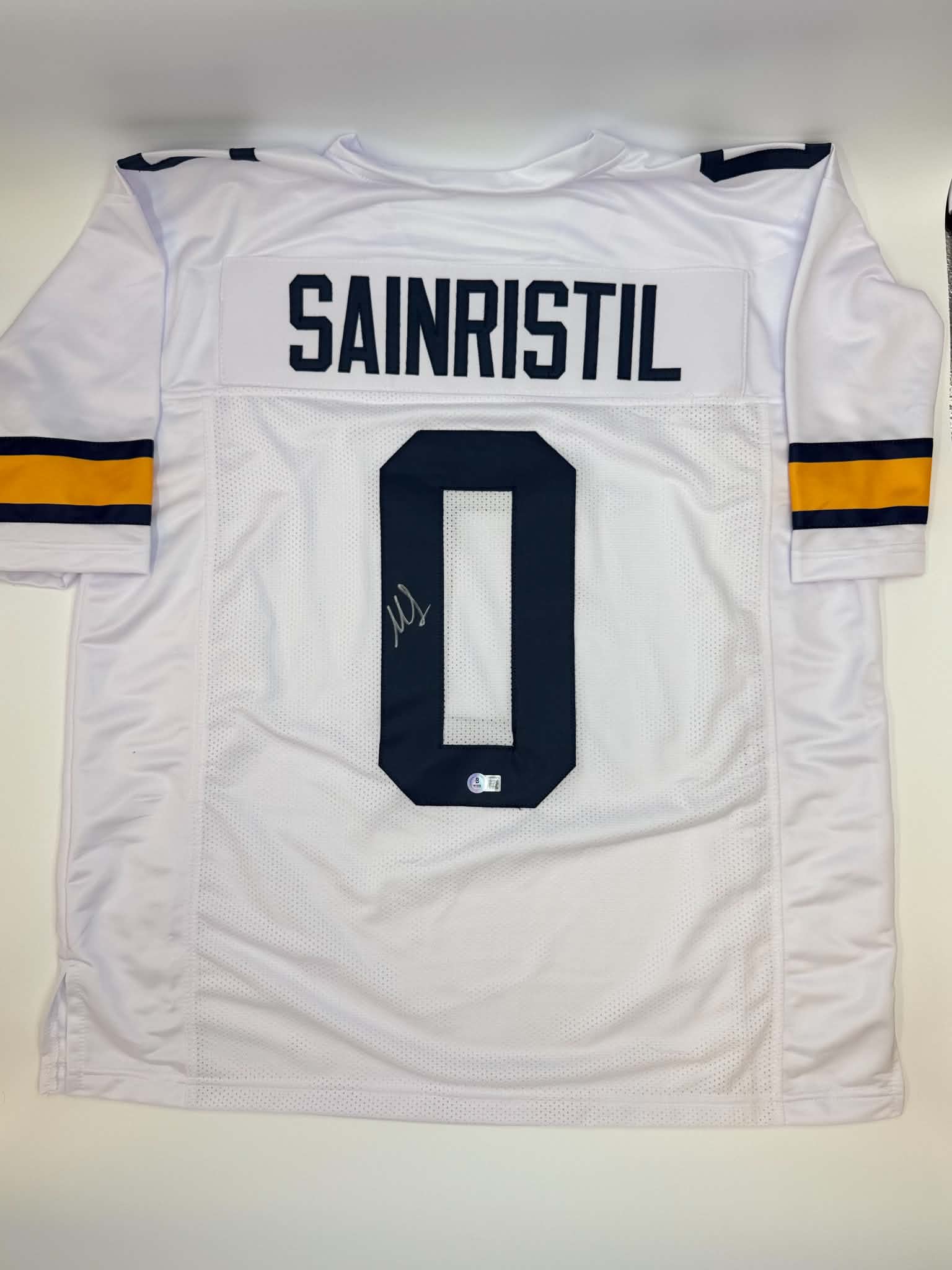 Mike Sainristil Signed Michigan White Football Jersey Beckett