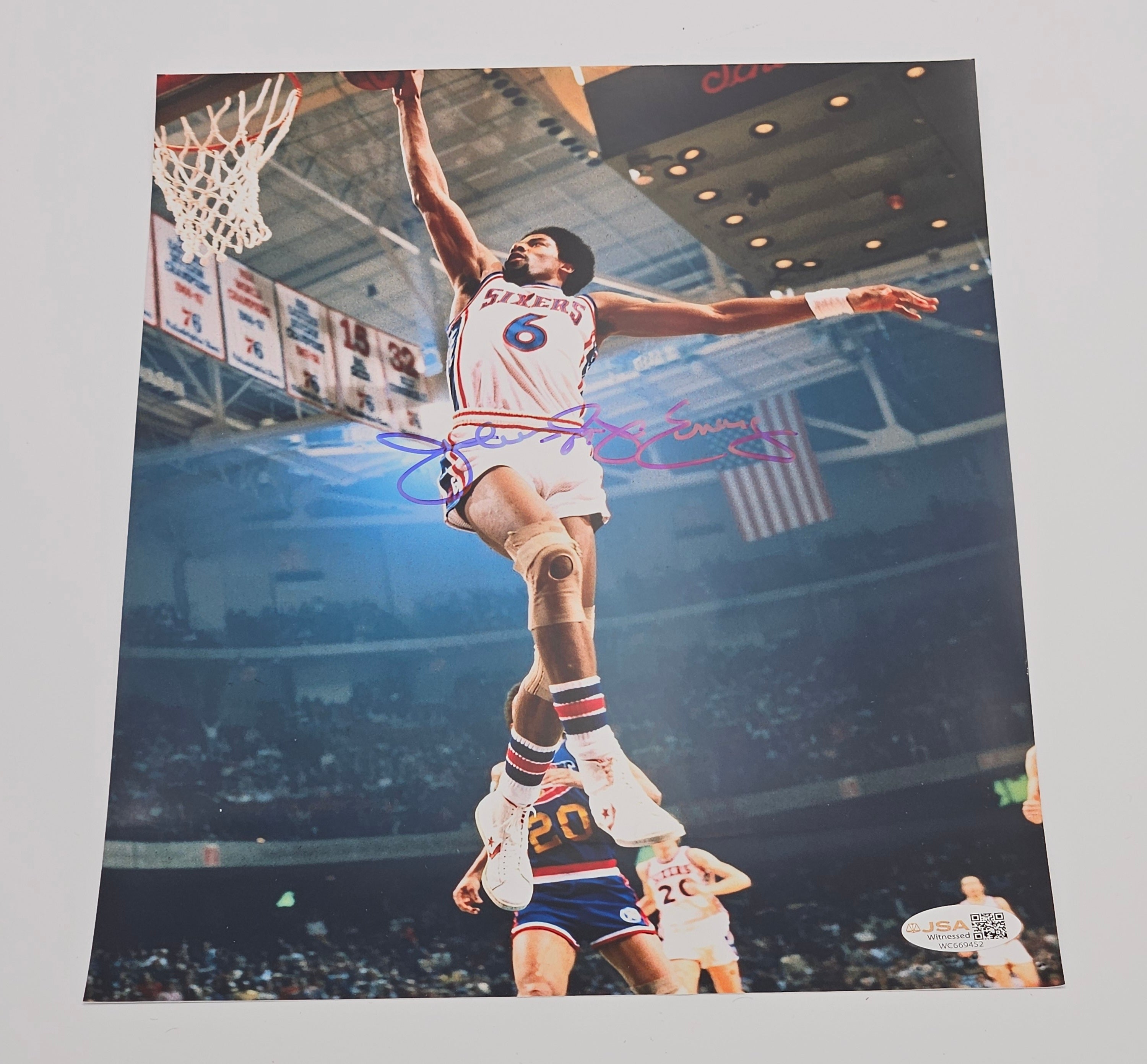 Julius Erving Dr J Autographed Philadelphia 76ers 8x10 Basketball Photo - JSA
