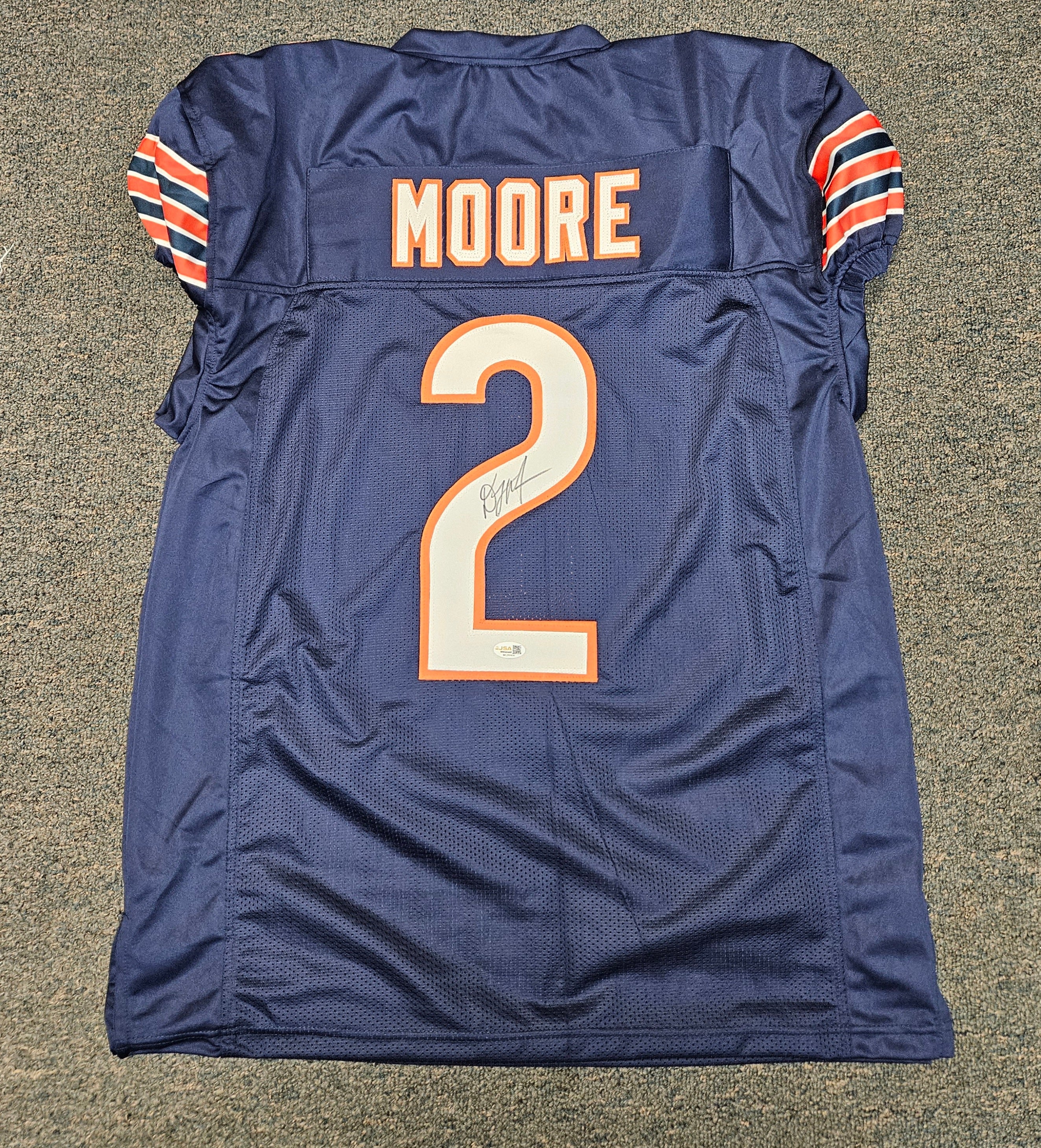 Chicago Bears DJ Moore Signed/Autographed Navy Custom Jersey JSA COA  GAME CUT