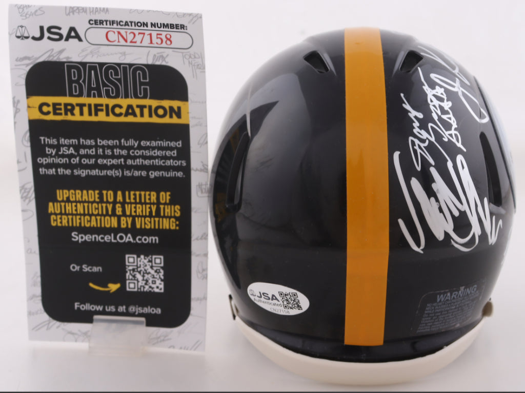 Steelers Speed Mini Helmet Signed by (5) With Larry Brown, Randy Grossman, Jon Kolb, Gerry Mullins (JSA)