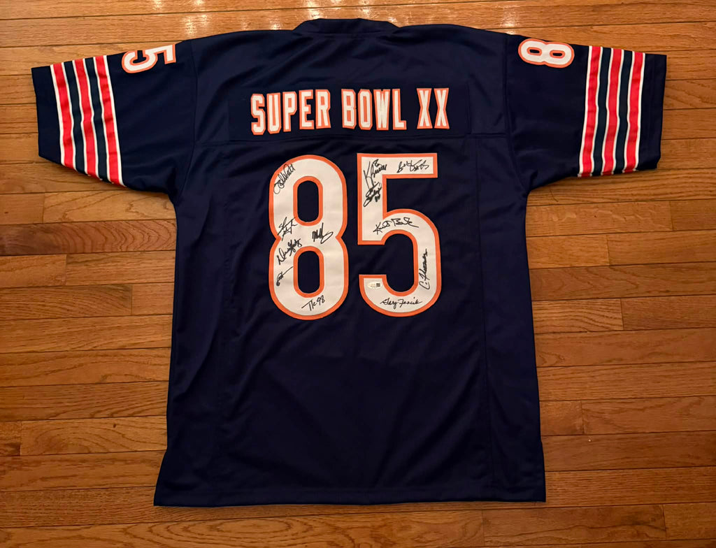 Chicago Bears 1985 (12 Autos) Custom Navy Jersey JSA COA