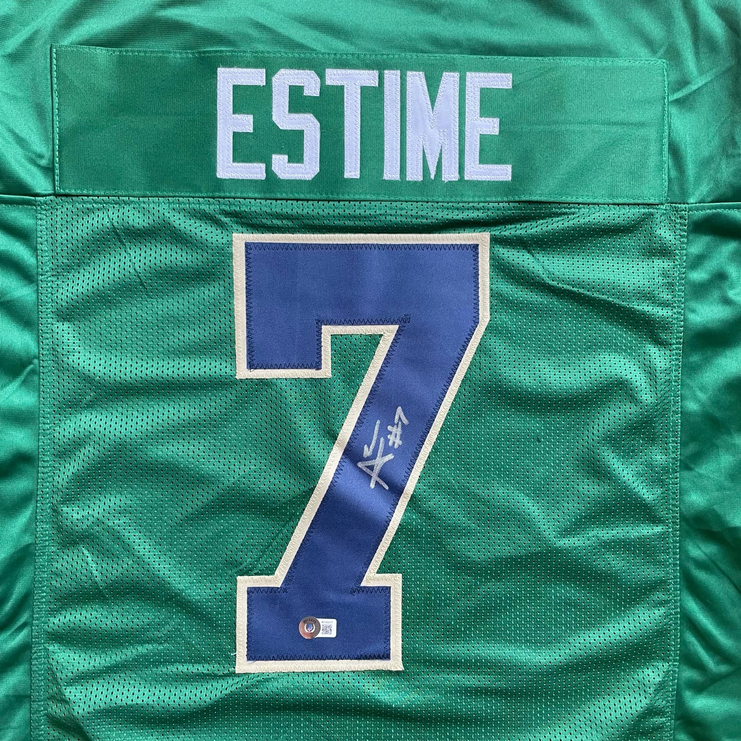 Auto/Autographed Audric Estime ND Green Custom Jersey JSA COA XL