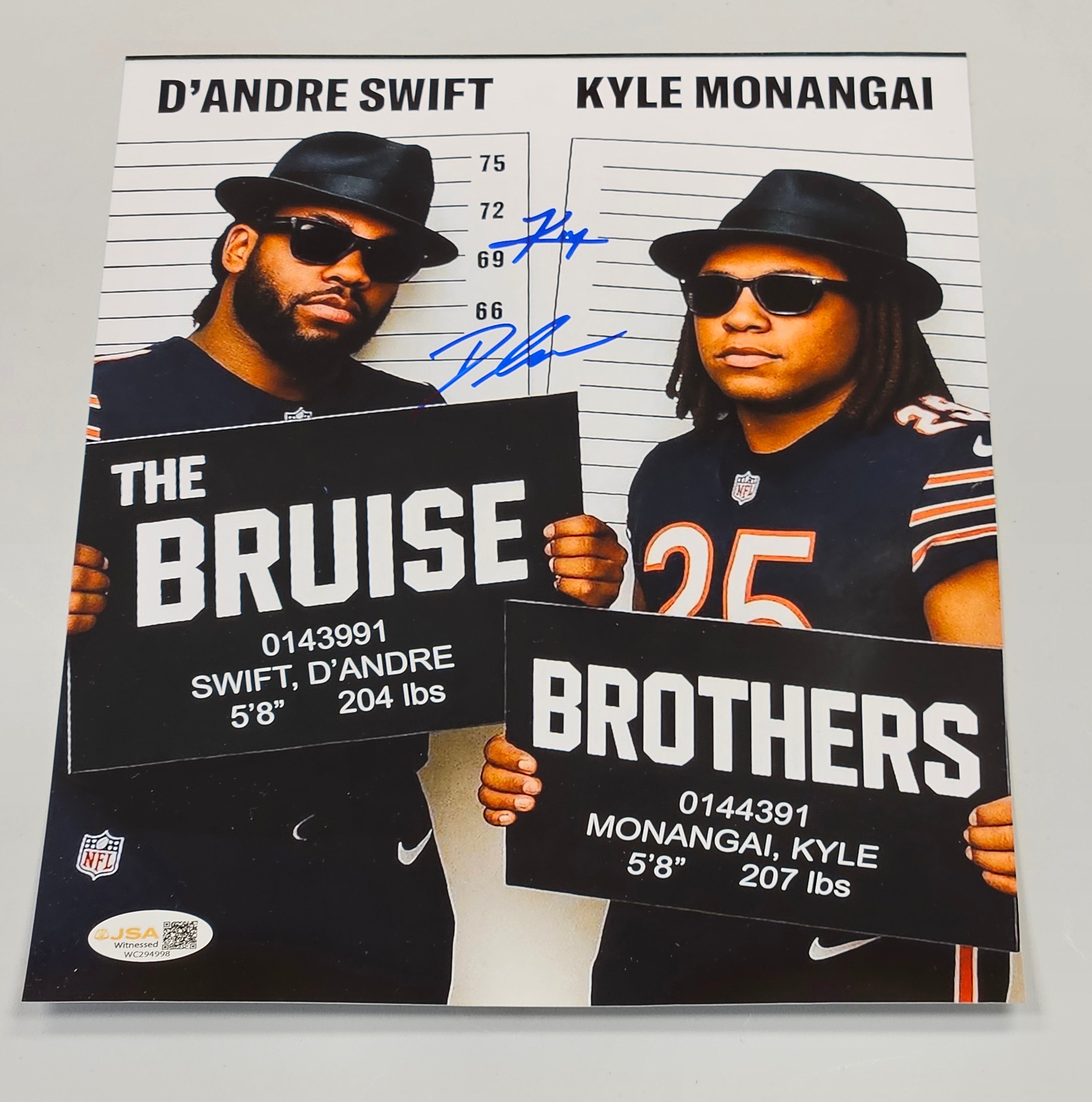 Kyle Monangai & D'ANDRE SWIFT DUAL Signed/Auto BRUISE BROTHERS JSA 8X10 PHOTO