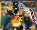 Brian Urlacher Signed HOF 18 Inscription Pose 5 Football 16x20 Photo (Beckett)