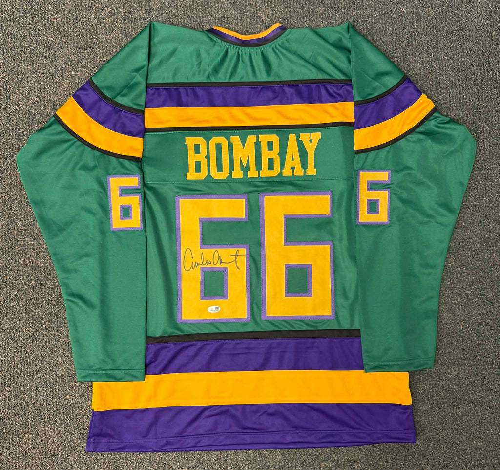 Autographed/Signed Emilio Estevez Gordon Bomba Hockey Jersey JSA