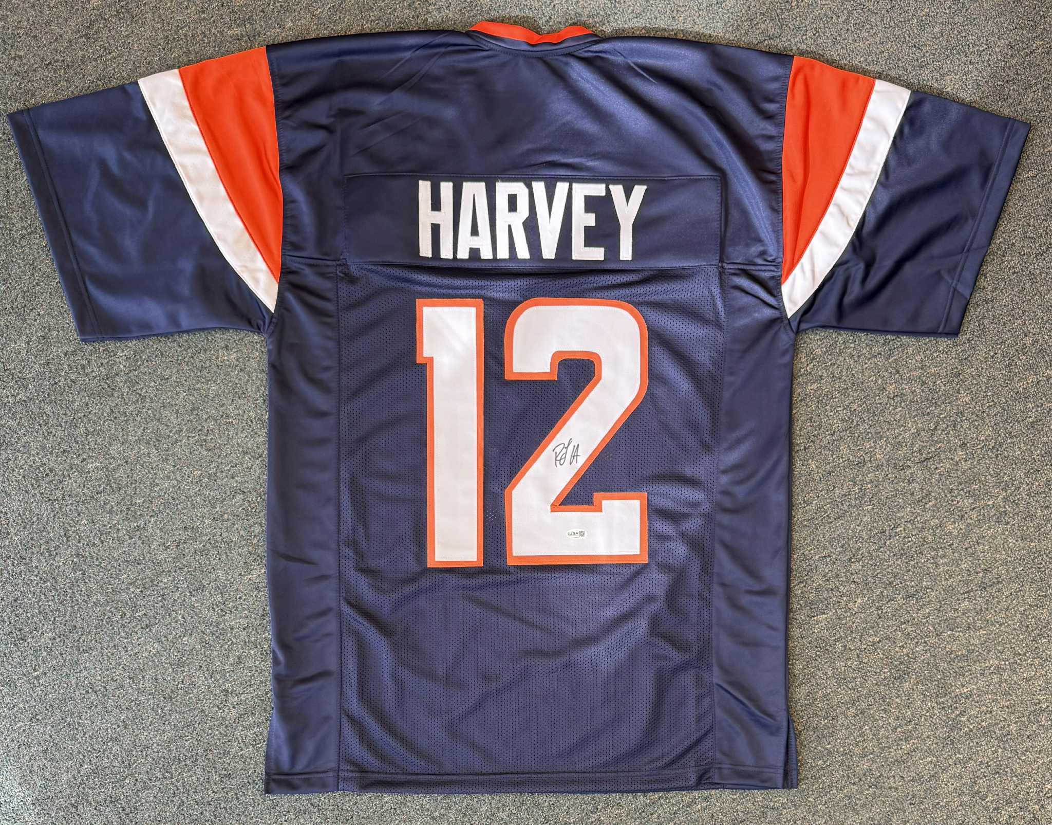 RJ HARVEY signed autographed DENVER BRONCOS Custom Blue JERSEY W/COA JSA XL Game Cut