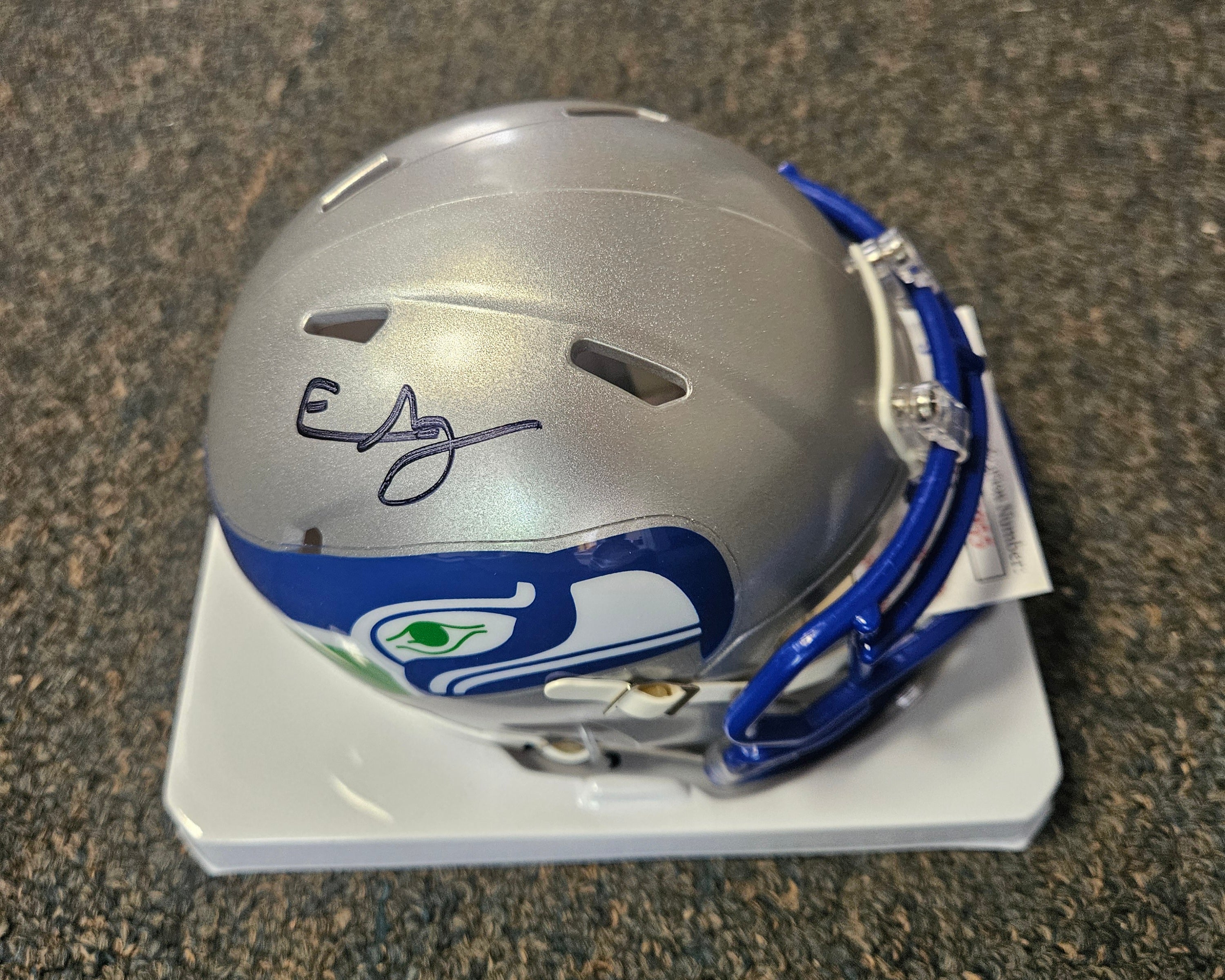 ELIJAH ARROYO signed SEATTLE SEAHAWKS THROWBACK Mini Football Helmet w/ COA JSA