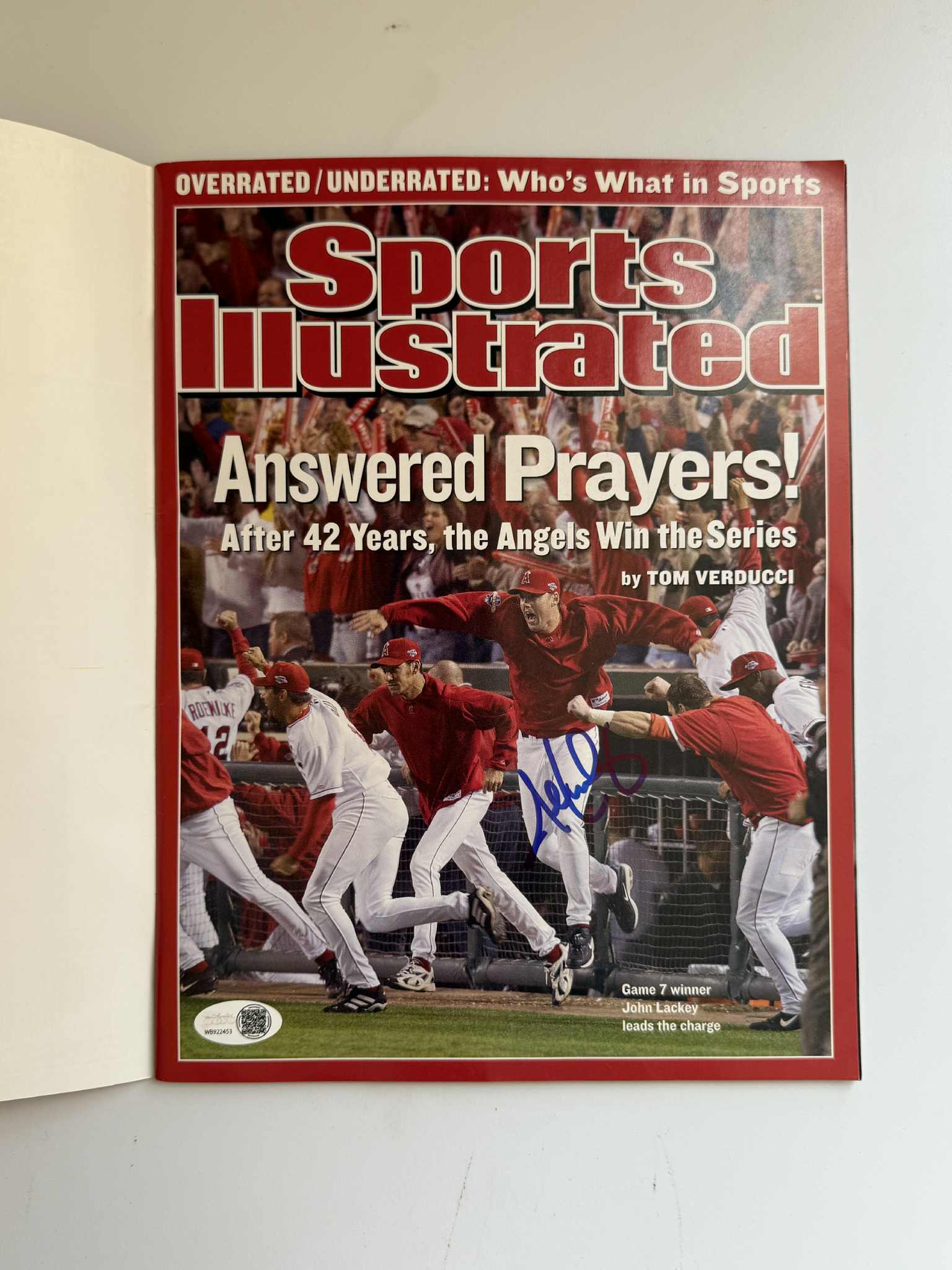 John Lackey Signed Sports Illustrated 11/4/02 No Label Angels Baseball Auto JSA
