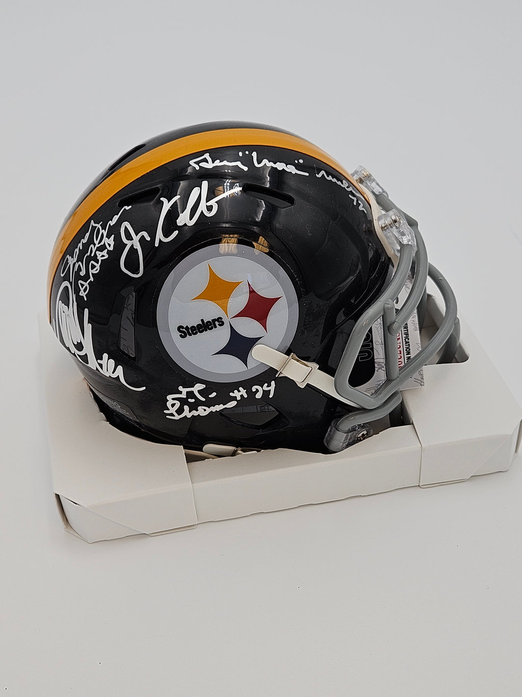 Steelers Speed Mini Helmet Signed by (5) W/Brown, Grossman, Kolb, Mullins JSA