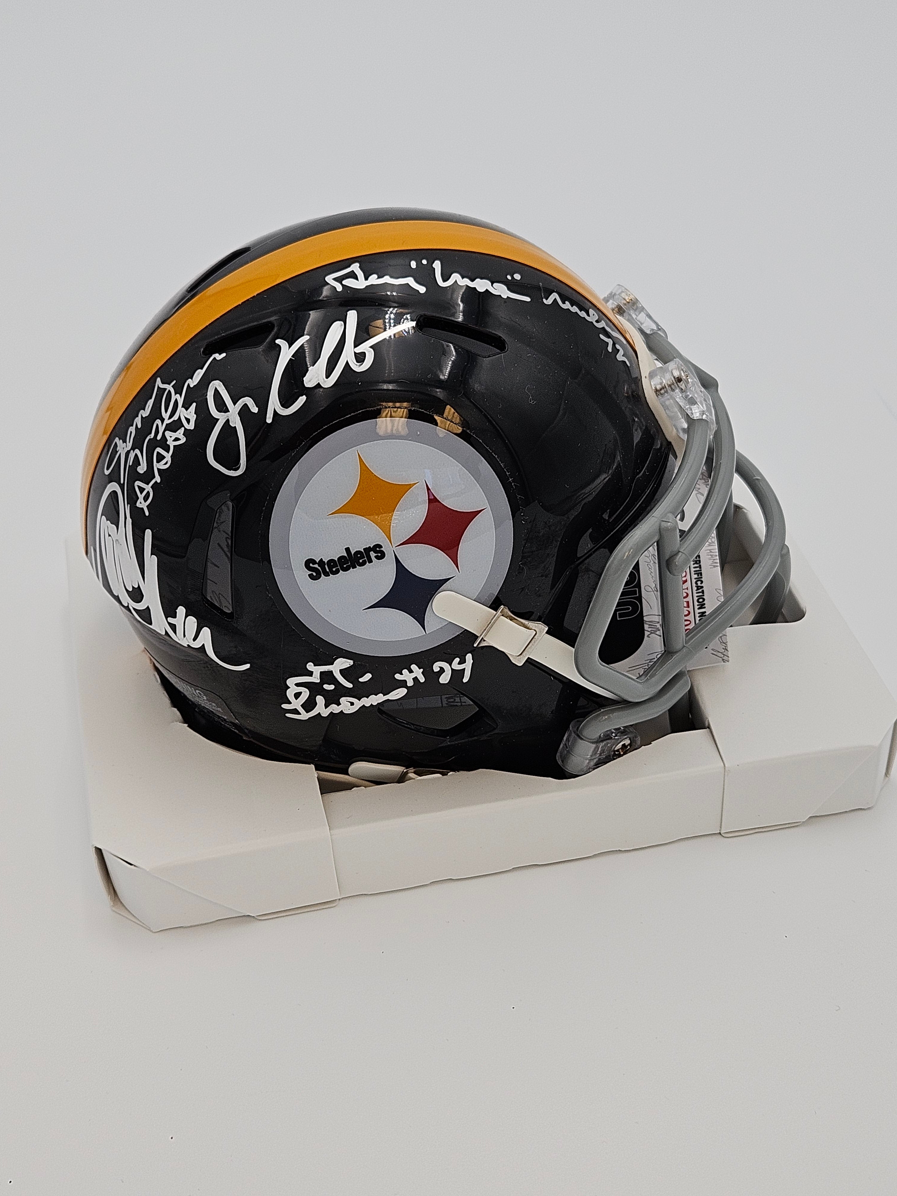 Steelers Speed Mini Helmet Signed by (5) W/Brown, Grossman, Kolb, Mullins JSA