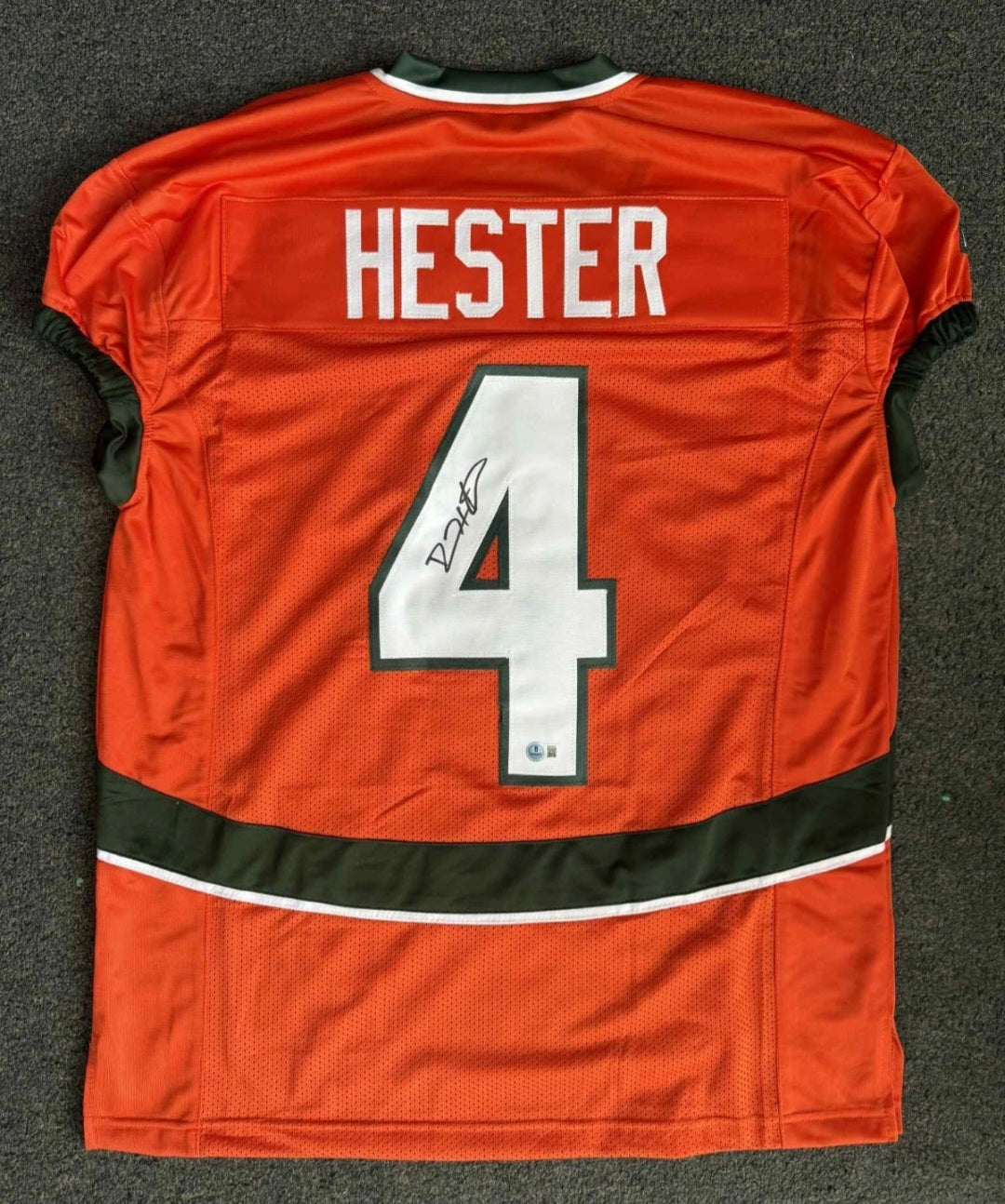 Autographed/Signed Devin Hester Miami CUSTOM College Orange Jersey JSA COA GAME CUT!!