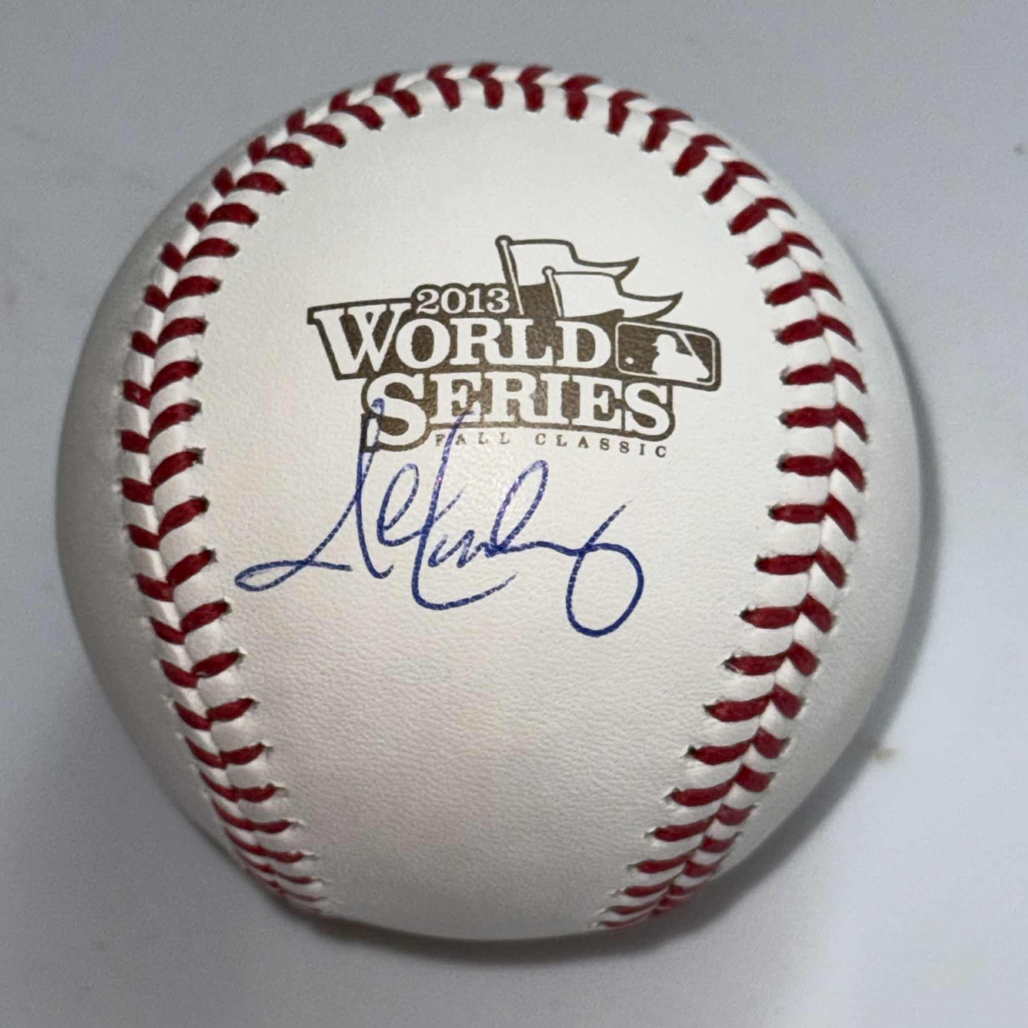 JOHN LACKEY SIGNED 2013 WORLD SERIES RED SOX LOGO BASEBALL JSA COA