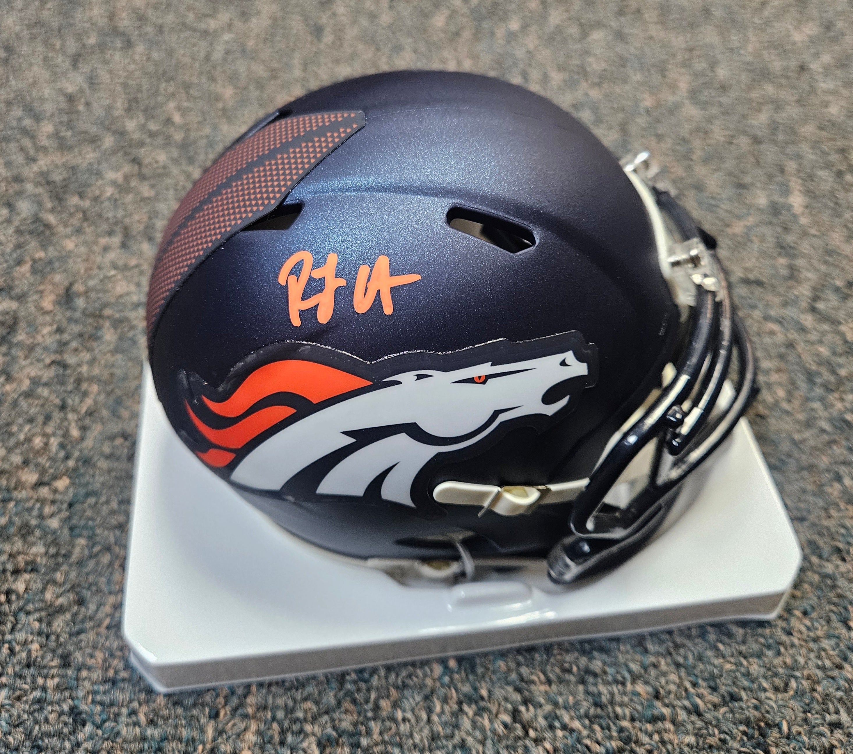 RJ HARVEY SIGNED/AUTOGRAPHED DENVER BRONCOS SPEED MINI JSA WITNESS COA