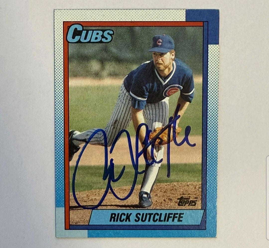 Autographed/Signed Rick Sutcliffe 90 Topps Cubs #640 MLB Baseball Card JSA 8543