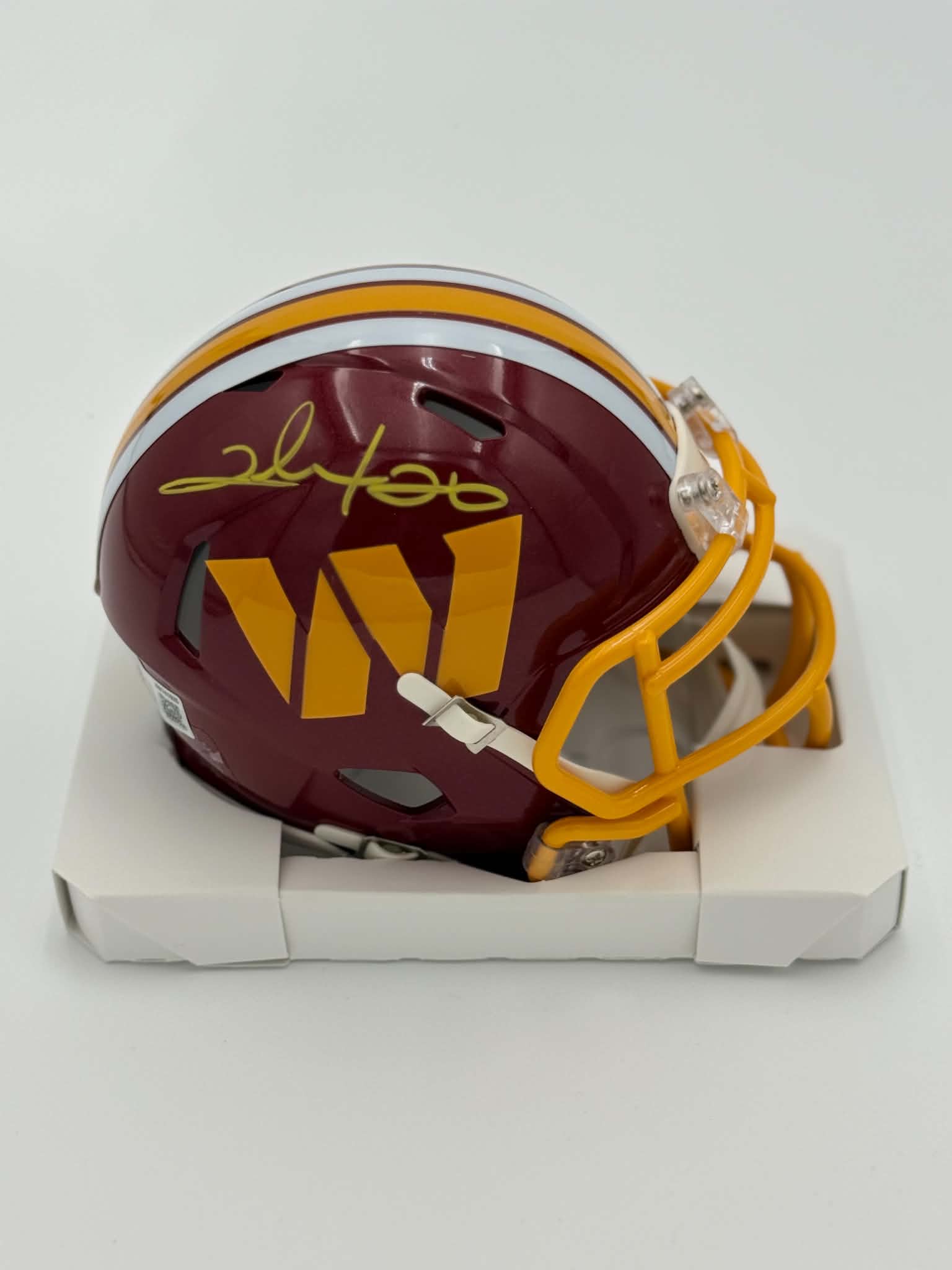 Clinton Portis Signed Washington Speed Mini Helmet Beckett Witness BAS COA