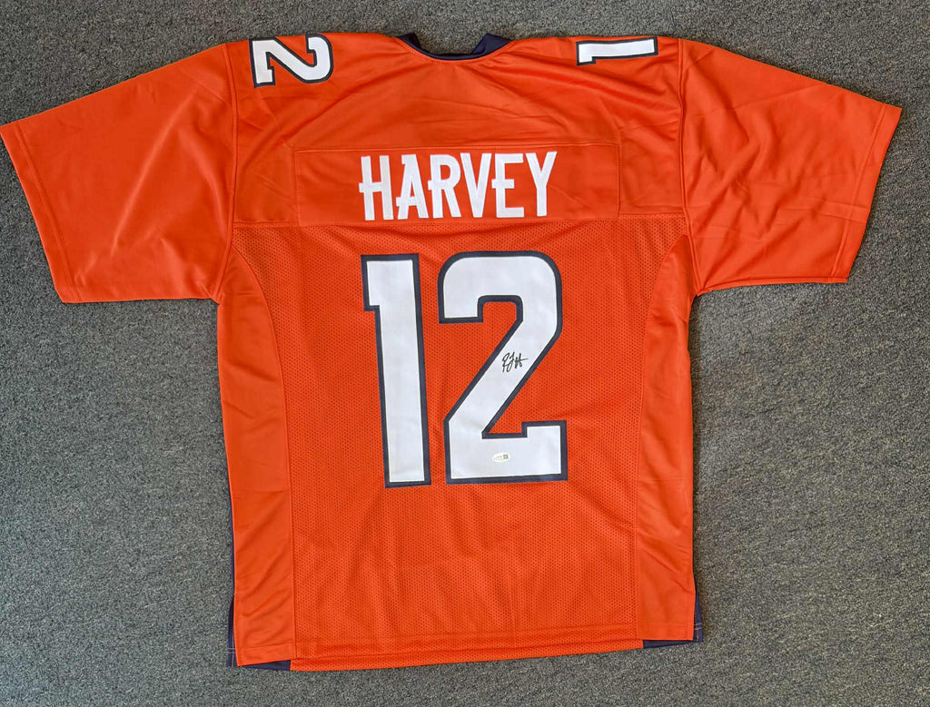 RJ HARVEY signed autographed DENVER BRONCOS Custom Orange JERSEY W/COA JSA XL Game Cut