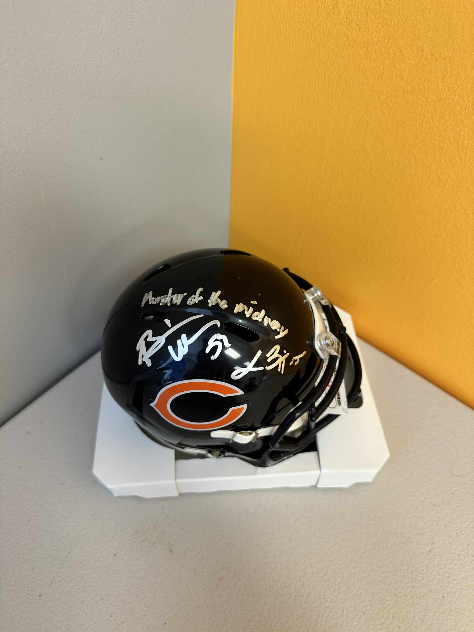 Brian Urlacher & Lance Briggs Signed Bears Speed Mini Helmet W/MOM BAS