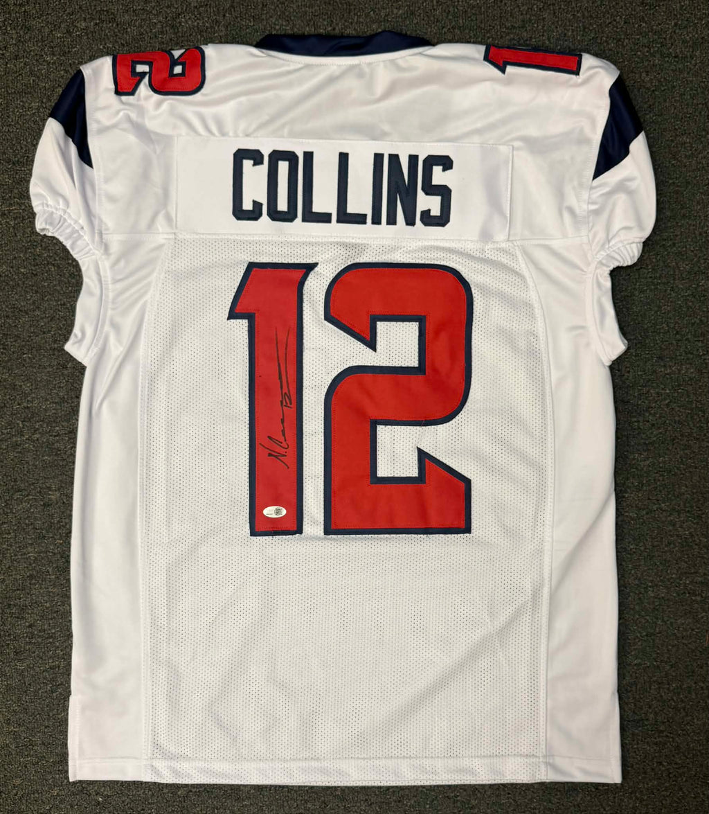 Nico Collins Authentic Signed White Game Cut Style Jersey Autographed JSA