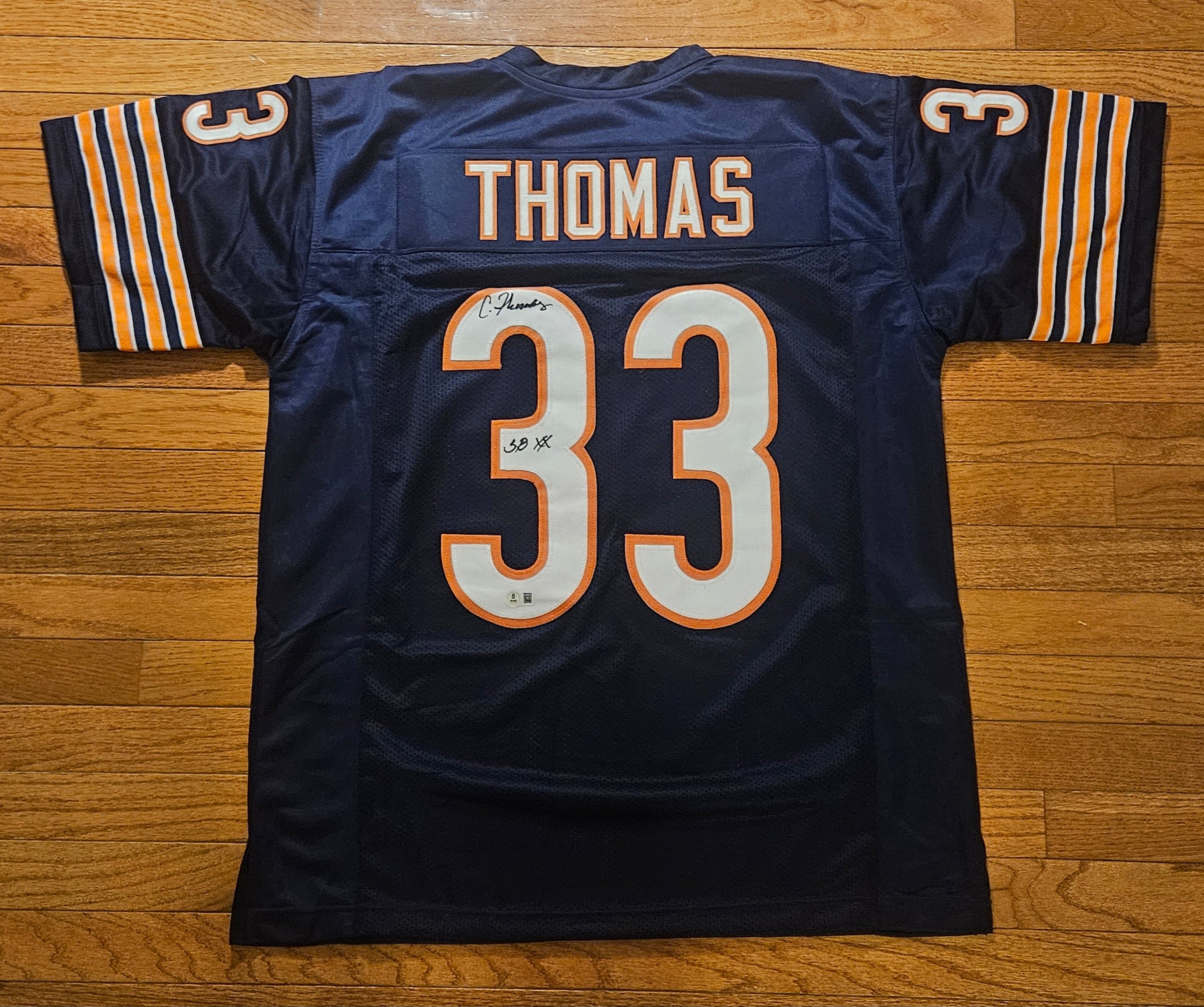Calvin Thomas Signed Chicago Bears Custom Pro Style Jersey Beckett