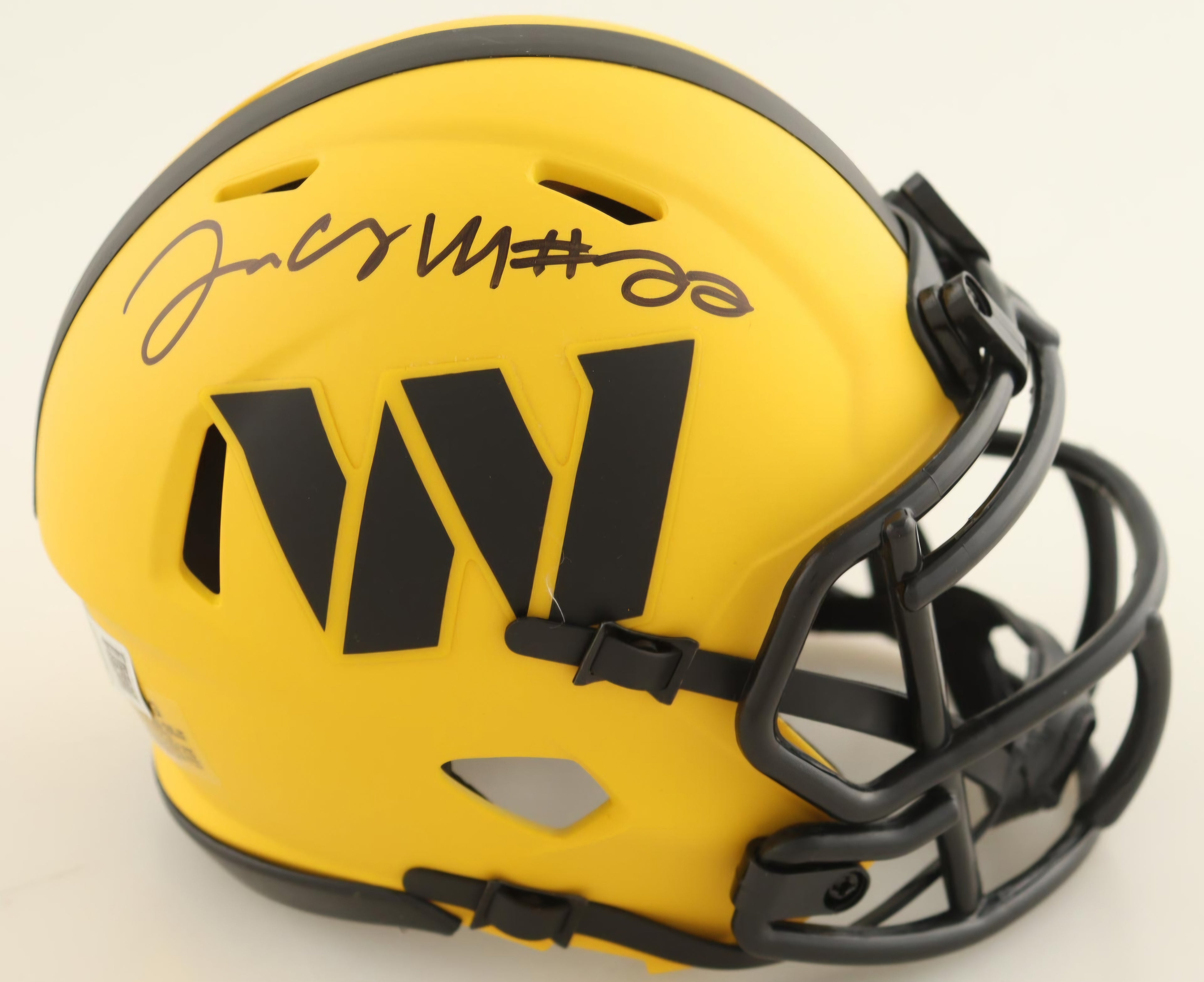 Jacory Croskey-Merritt Signed Commanders Rave Mini Helmet (Beckett)