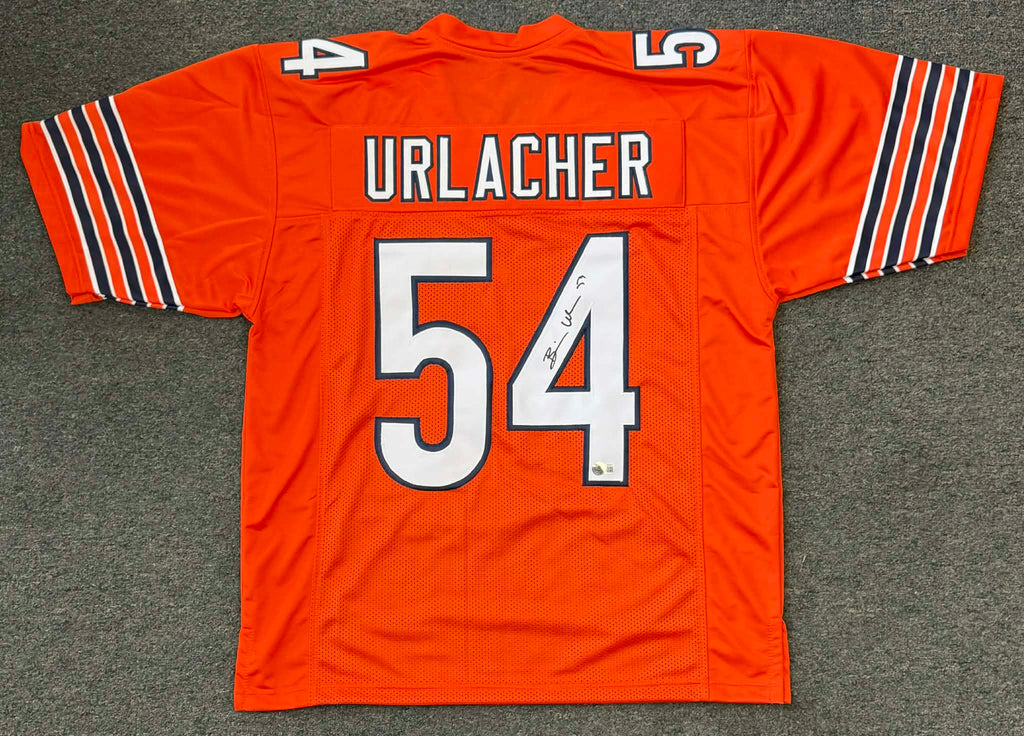 Brian Urlacher Autographed Chicago Custom Orange Football Jersey-BAS XL