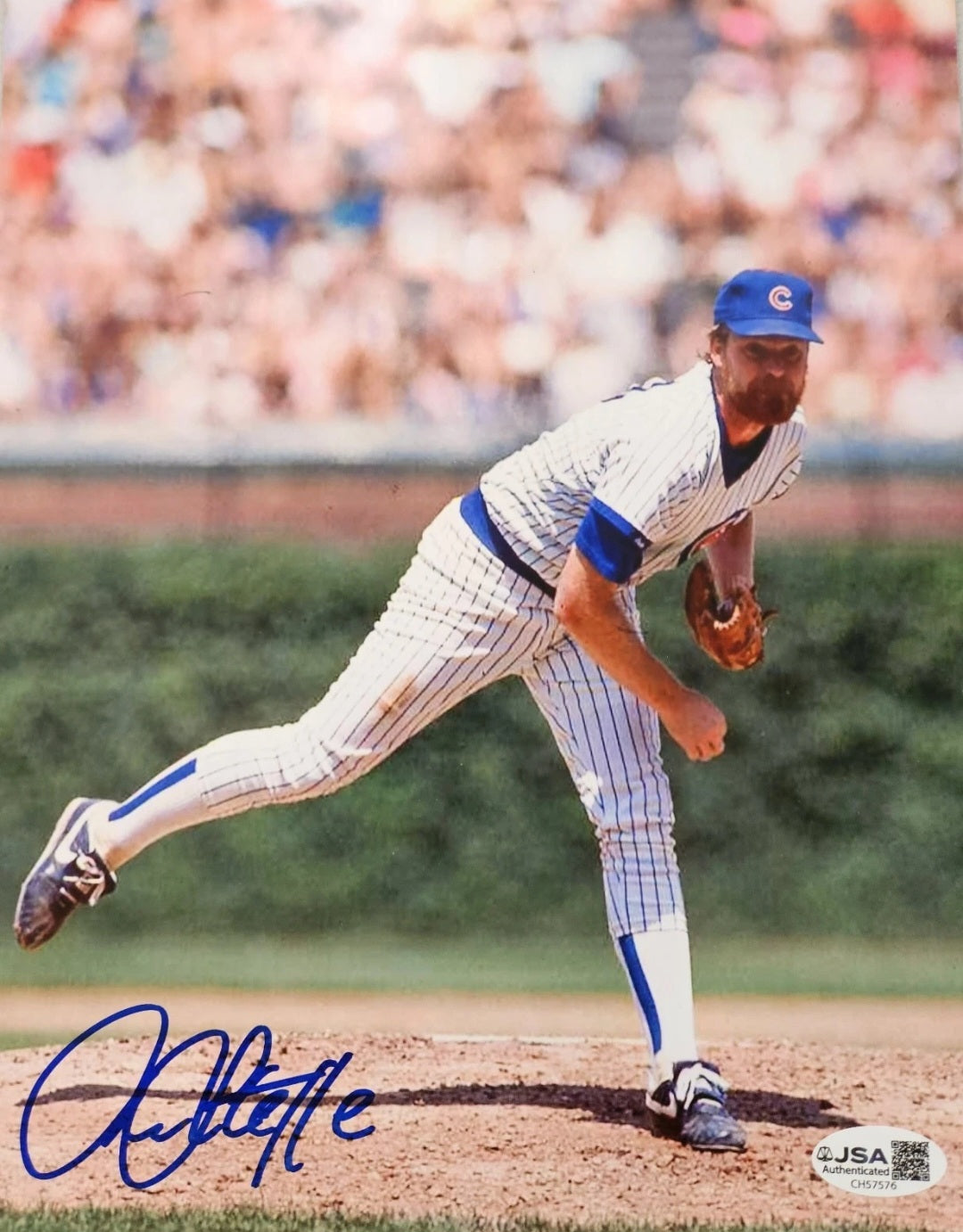 RICK SUTCLIFFE Signed 8x10 Chicago Cubs Autographed Photo Jersey JSA Pinstripe 2