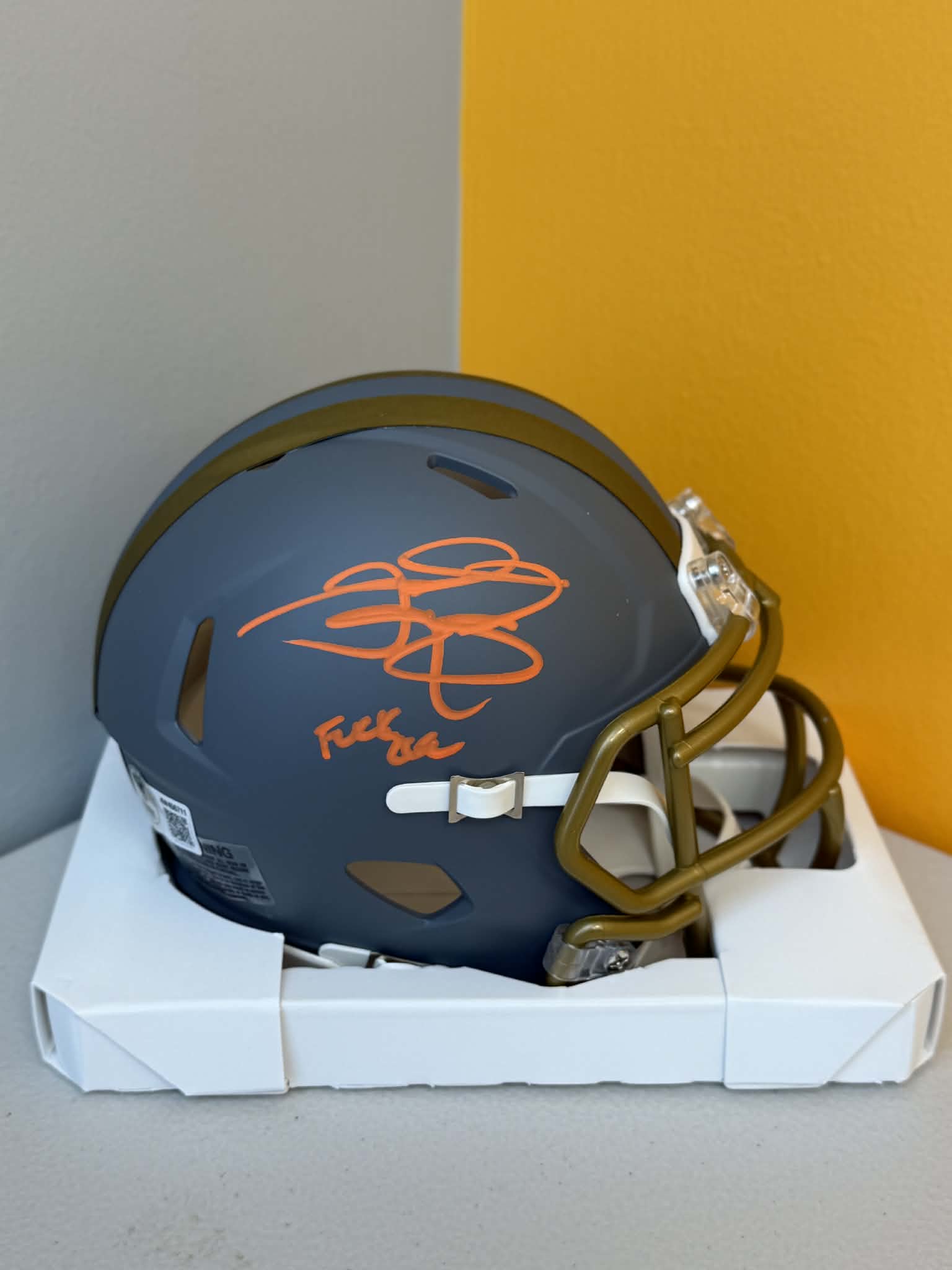 Johnny Manziel Signed Browns Slate Mini Helmet w F**K Cle Beckett W BAS COA