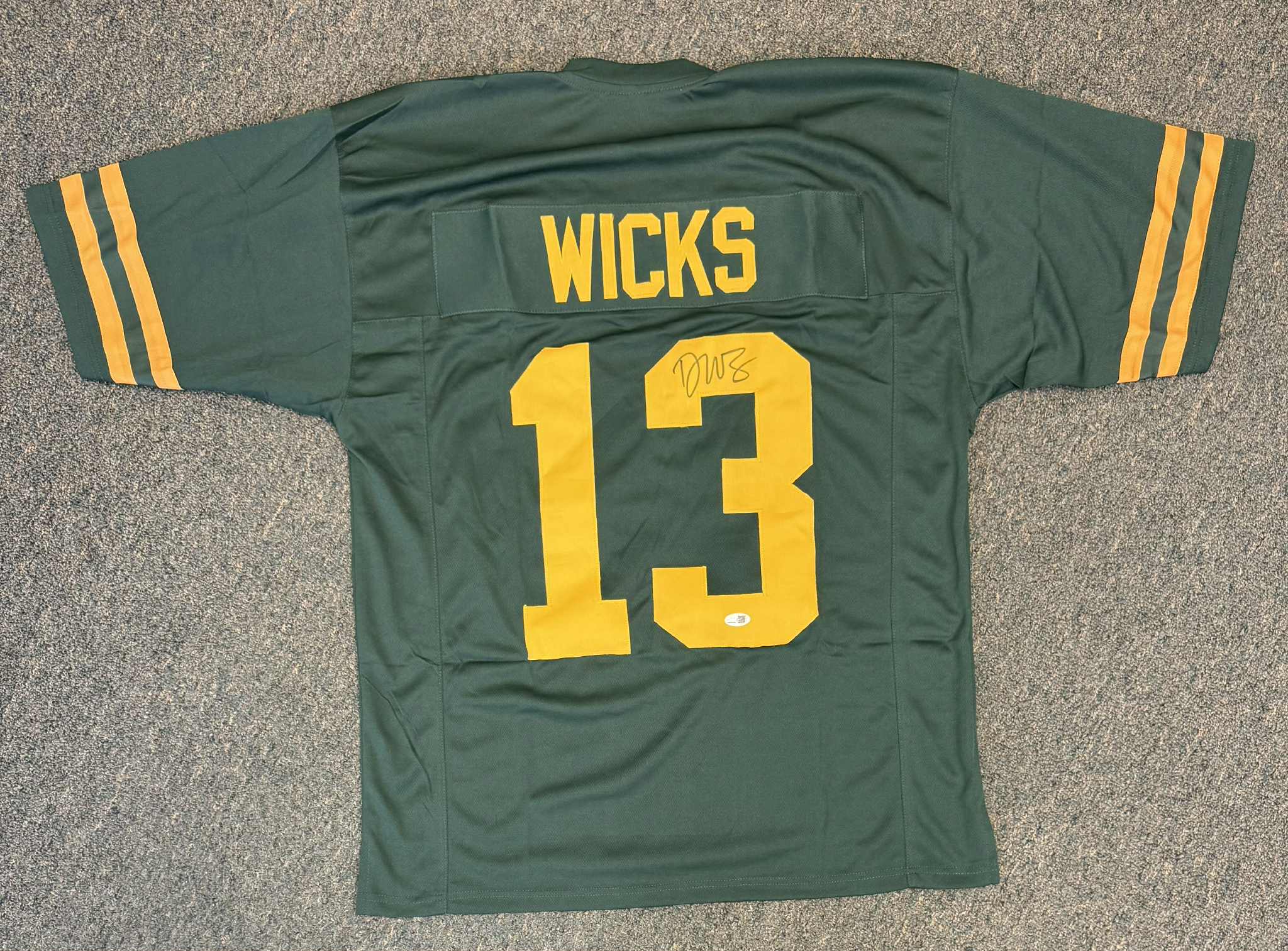 Dontayvion Wicks Signed Custom Jersey Green Bay Packers Alt Green Size XL JSA