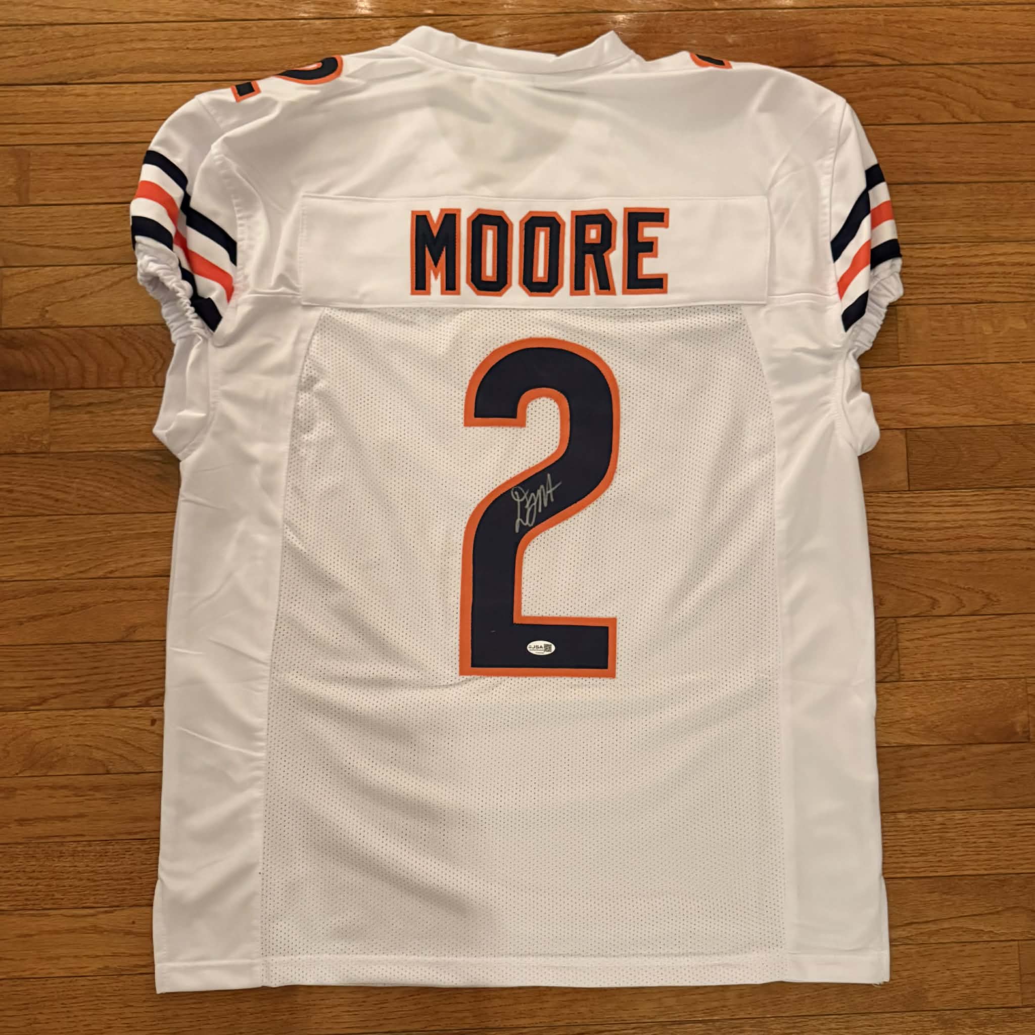 D.J Moore Chicago Bears Custom White Autographed/Signed JSA COA