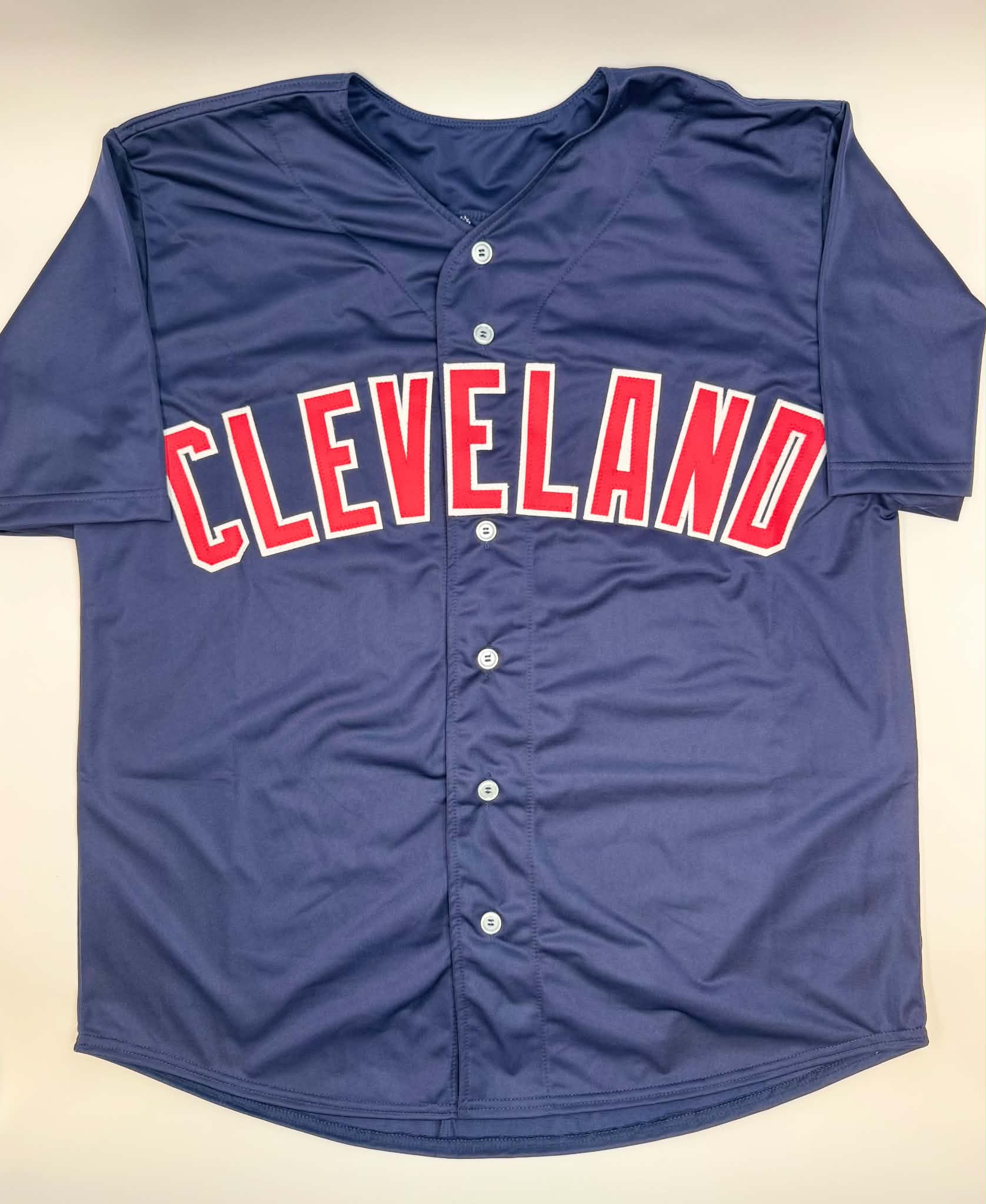 Autographed/Signed JOSE RAMIREZ Cleveland Blue Baseball Jersey Beckett BAS COA