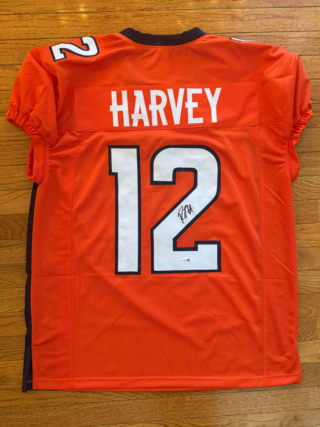 RJ HARVEY signed autographed DENVER BRONCOS Custom Orange JERSEY W/COA JSA XL Game Cut