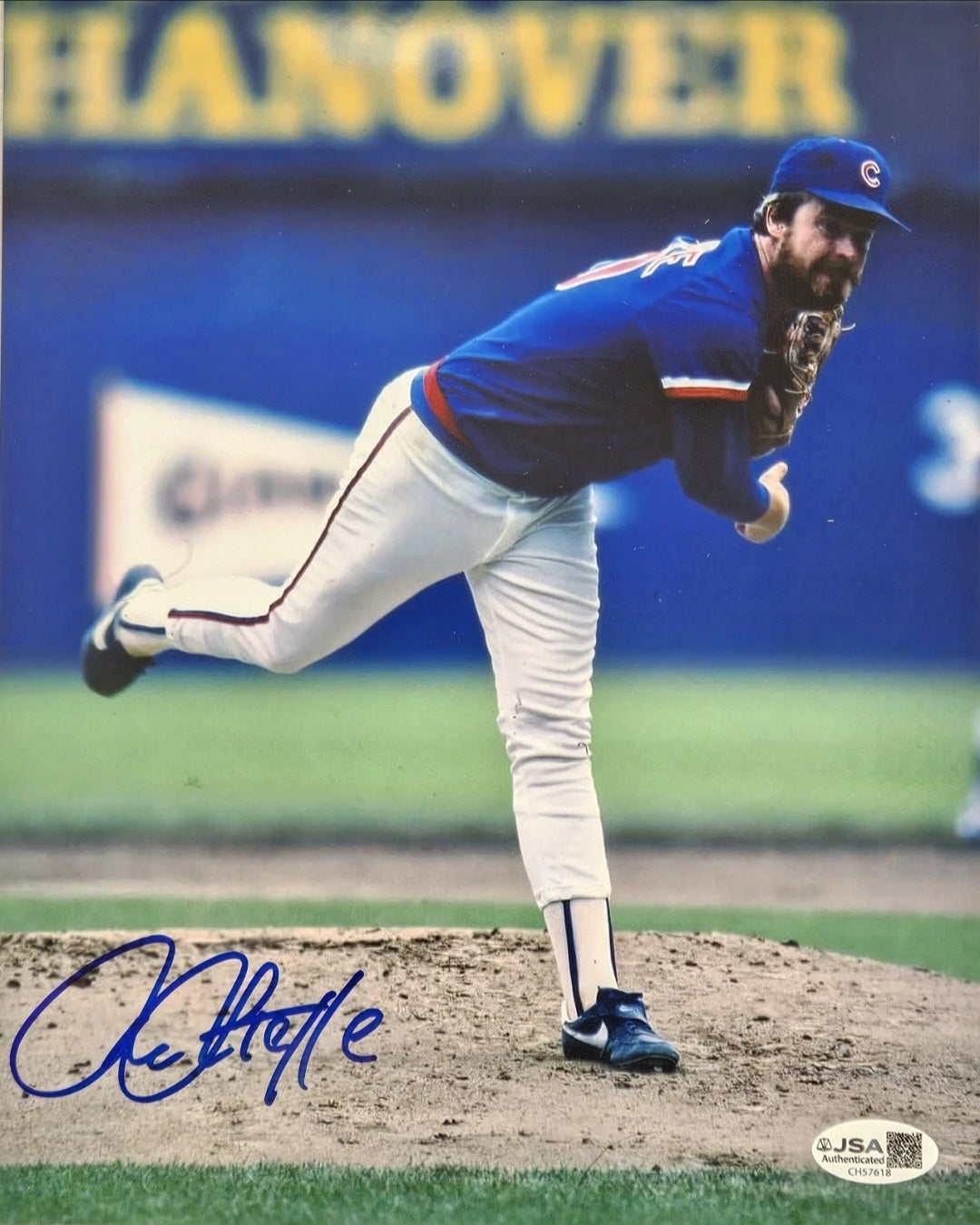 RICK SUTCLIFFE Signed 8x10 Chicago Cubs Autographed Photo Navy Jersey JSA COA