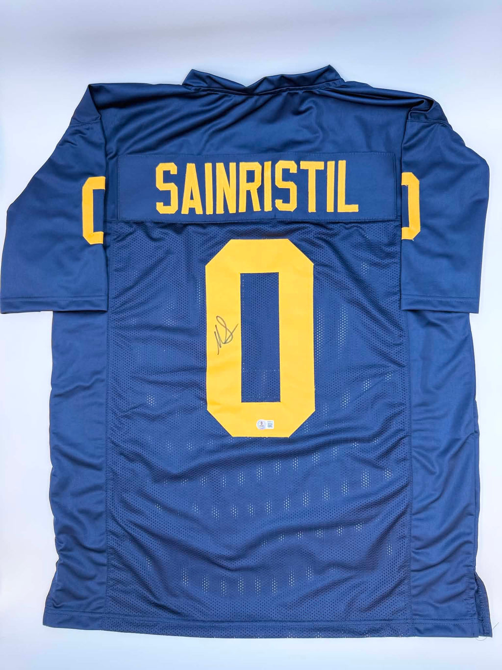 Mike Sainristil Signed Michigan Blue Football Jersey Beckett