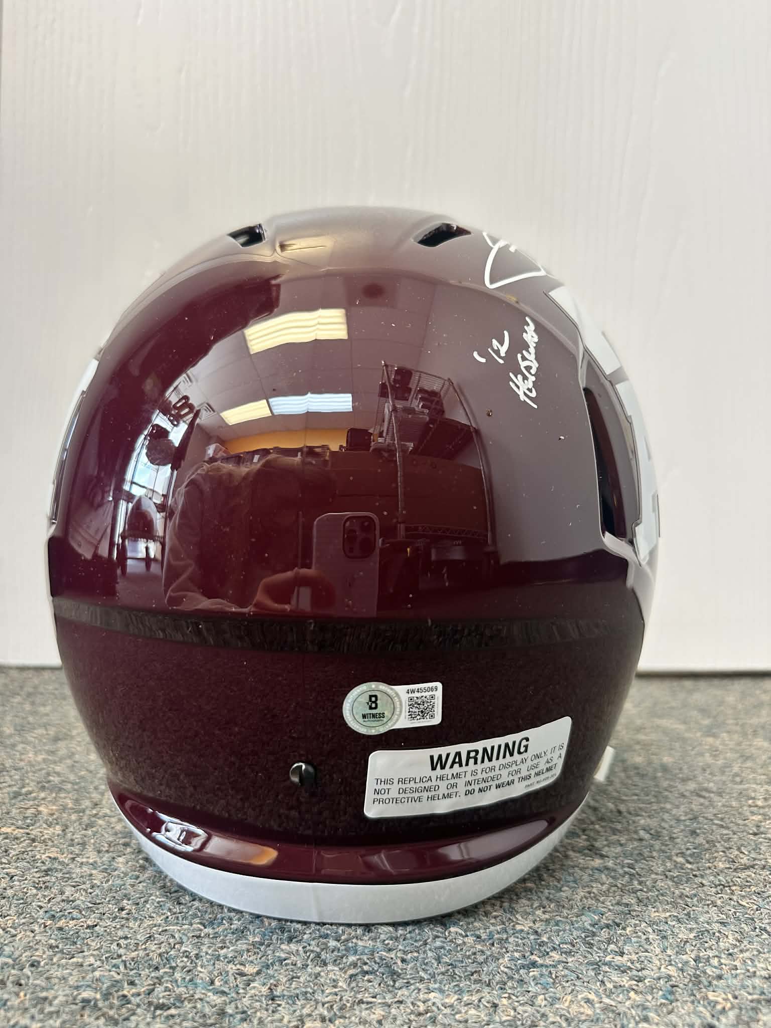 JOHNNY MANZIEL AUTOGRAPHED RED A&M SPEED FULL SIZE HELMET DUAL INSCRIPTION BAS