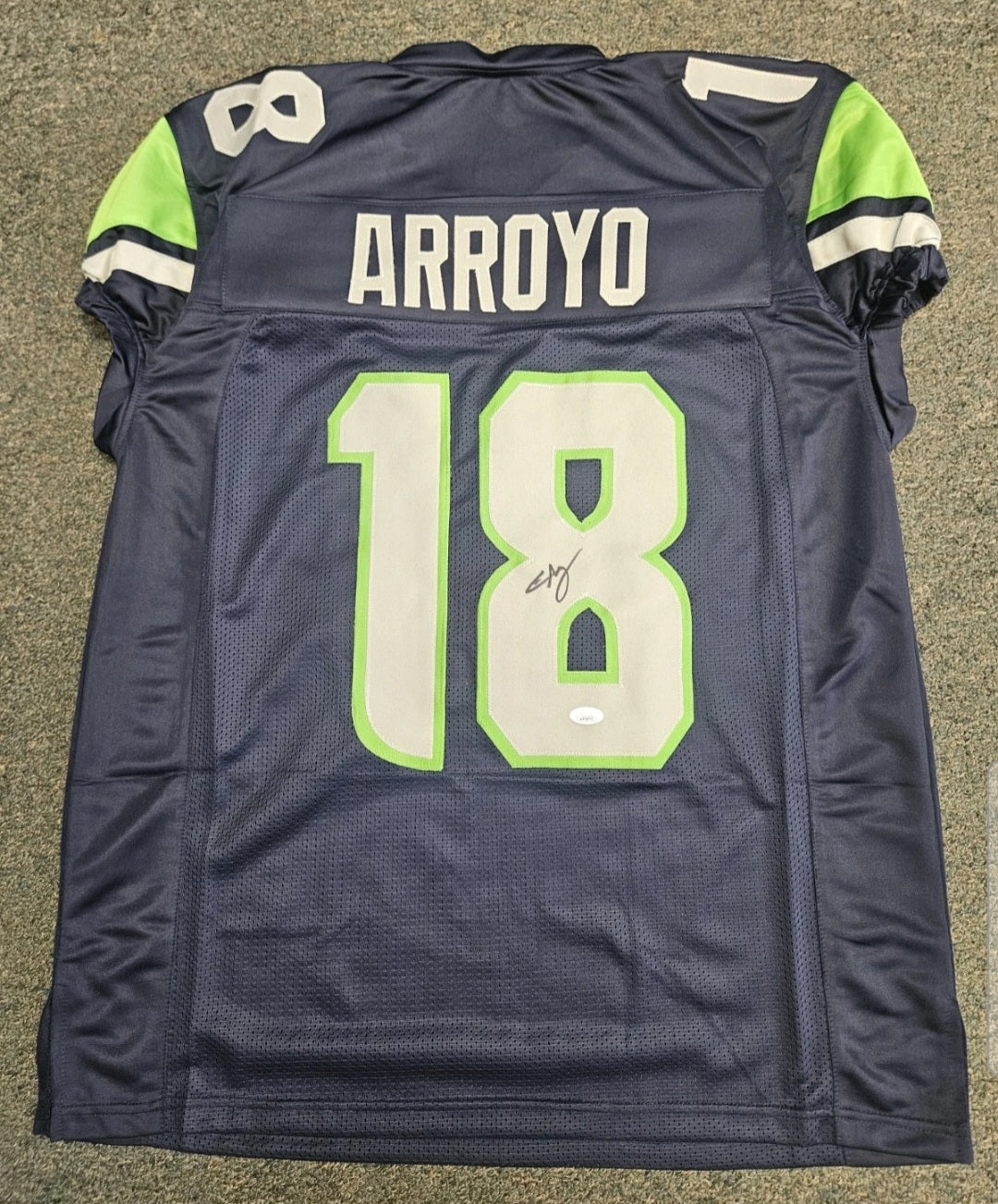 Elijah Arroyo Signed Custom Blue Seattle Seahawks Jersey JSA WITNESS GAME CUT