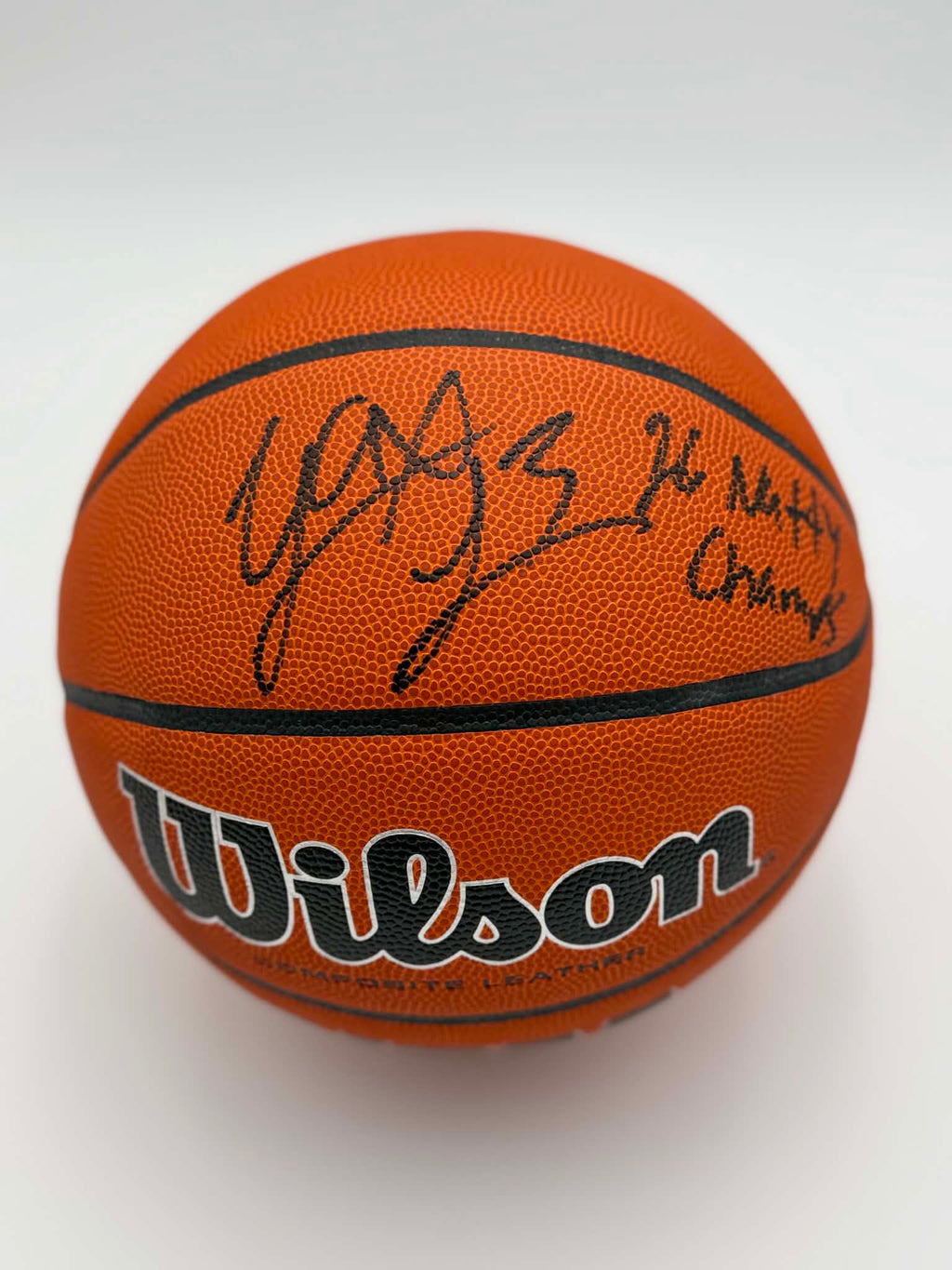 YAXEL LENDEBORG MICHIGAN WOLVERINES SIGNED BASKETBALL 26 NAT CHAMPS JSA INSCRIBED