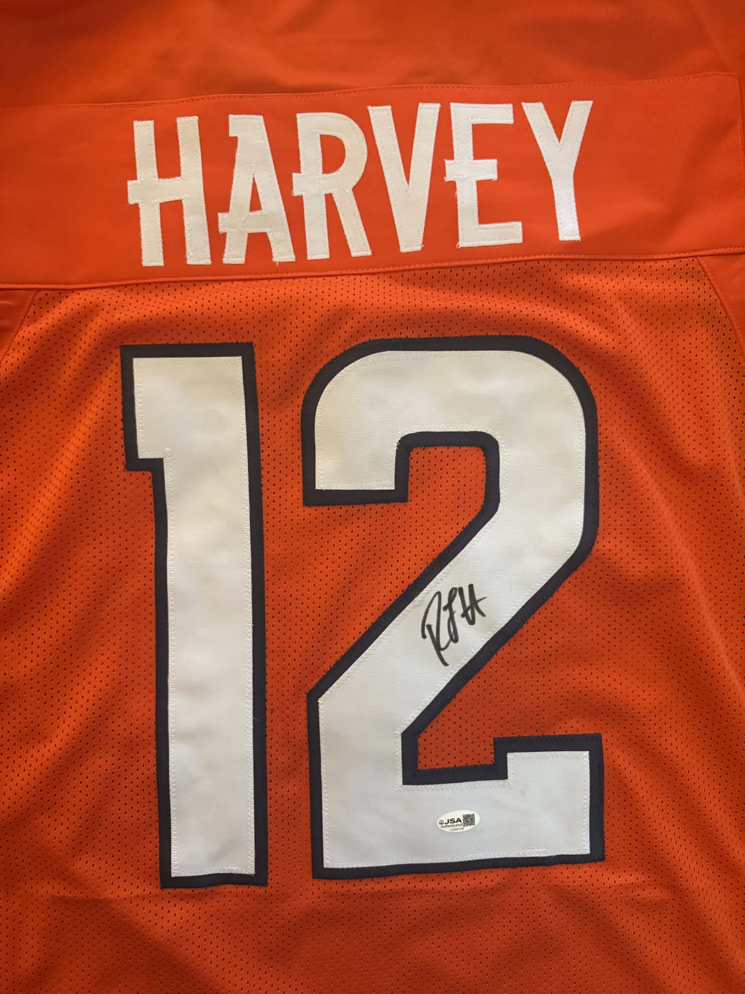 RJ HARVEY signed autographed DENVER BRONCOS Custom Orange JERSEY W/COA JSA XL Game Cut