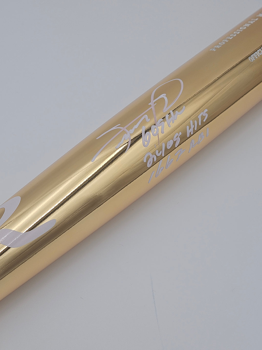 Sammy Sosa Chrome Gold Bat Signed/Autographed Stat Inscriptions JSA WITNESS