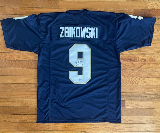 Auto/Autographed Tom Zbikowski Blue Custom Jersey BAS COA Xl