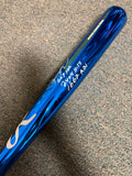 Sammy Sosa Chrome Royal Bat Signed/Autographed Stat Inscriptions JSA WITNESS